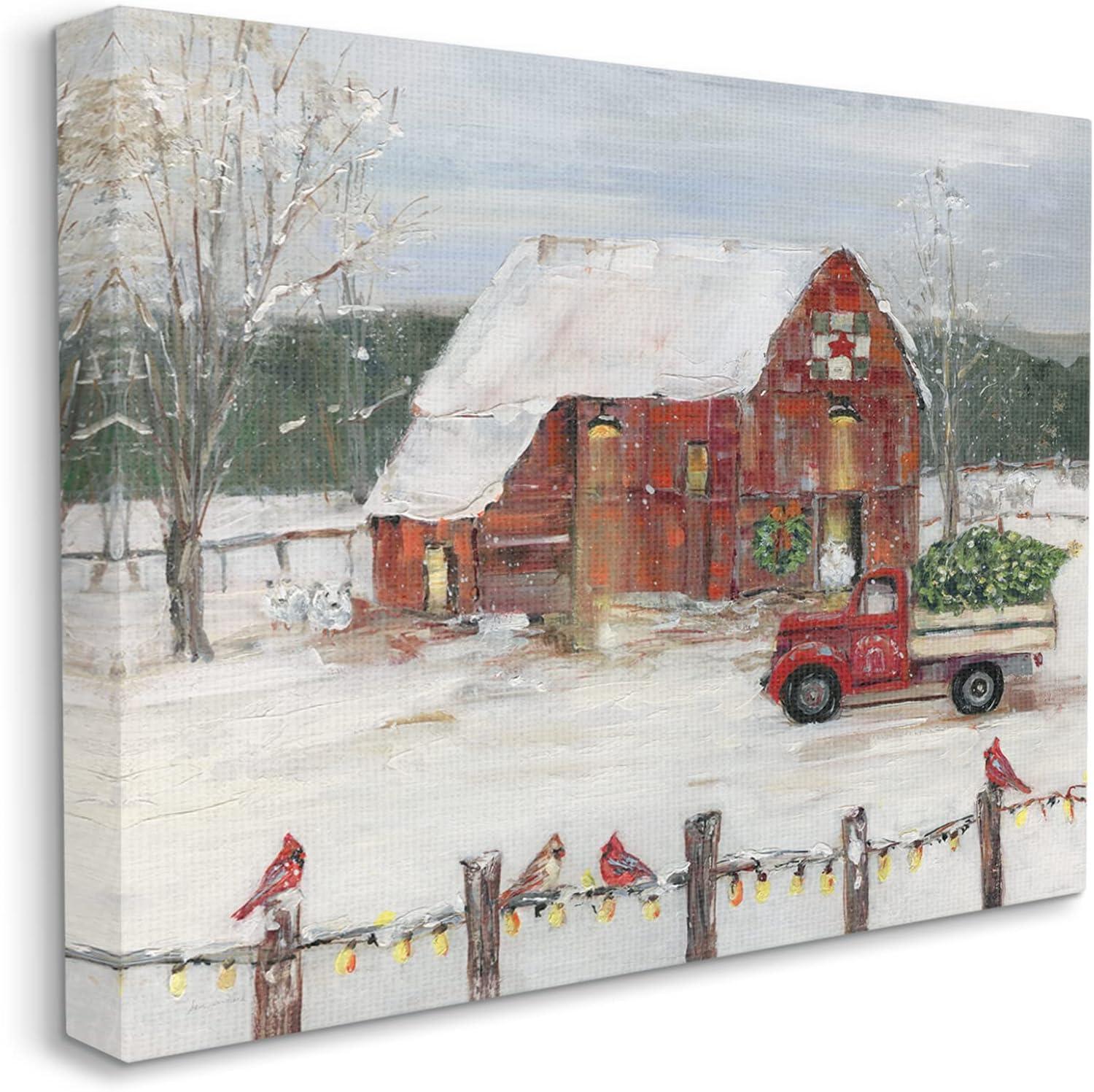 " Holiday Barn Winter Scene " Painting Print