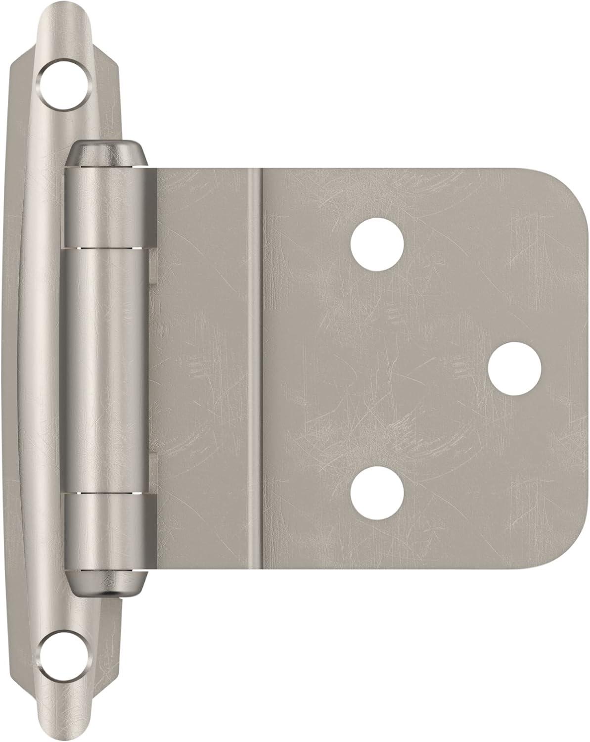 Satin Nickel Self-Closing Inset Cabinet Hinges, 10-Pack