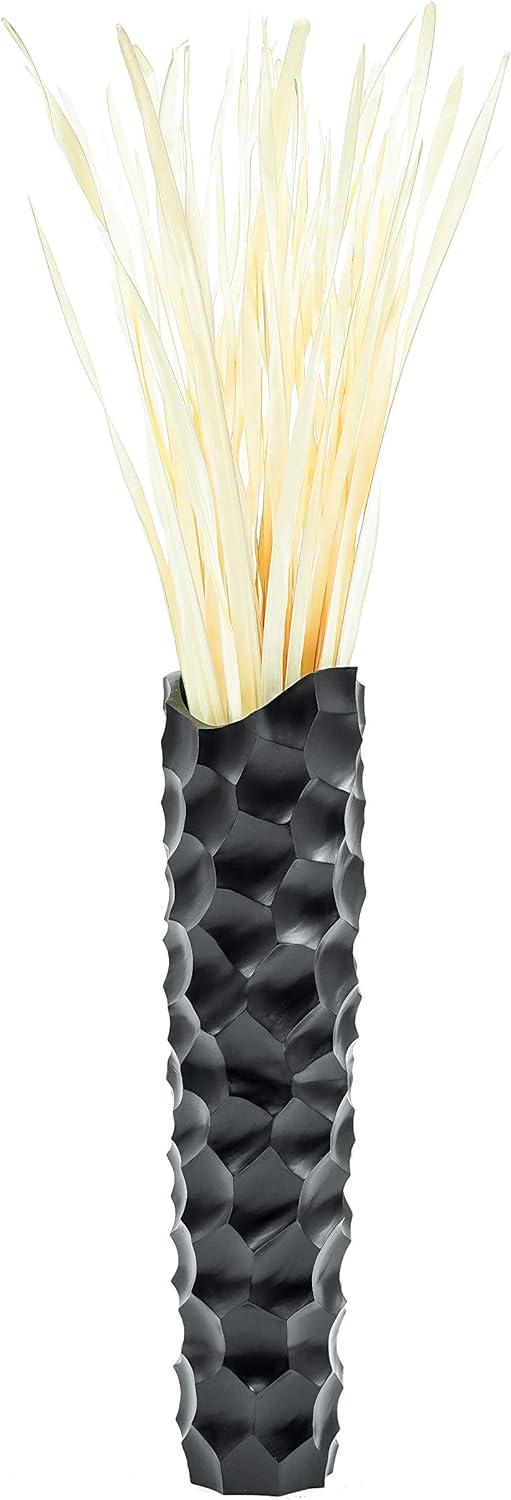 Leewadee Large Black Home Decor Floor Vase – Wooden 28 inches Tall Farmhouse Decor Flower Holder for Fake Plant and Pampas Grass