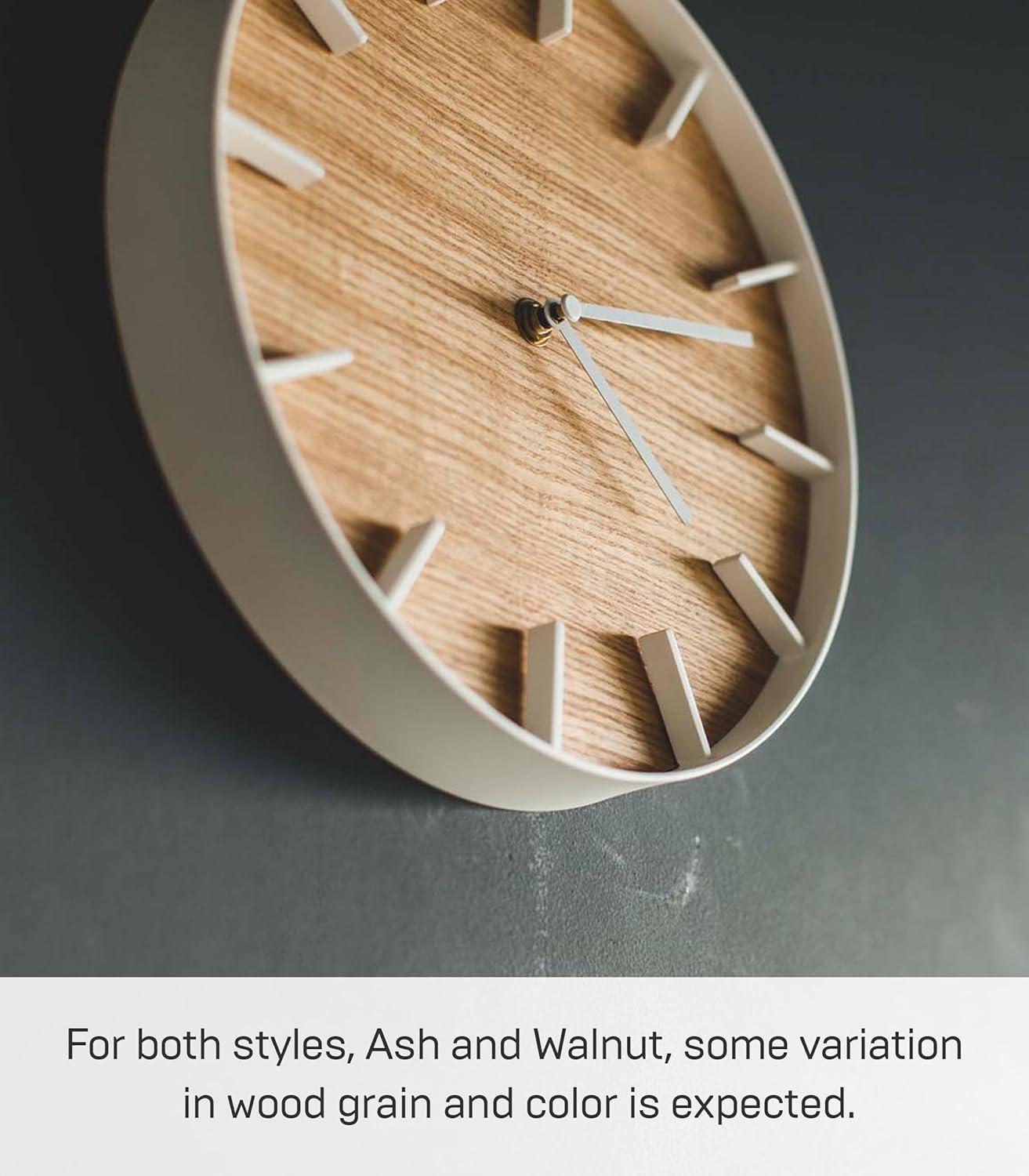 Rin Yamazaki Home Wall Clock, Modern Wood Home Decoration, Steel + Wood, Step Motion Second