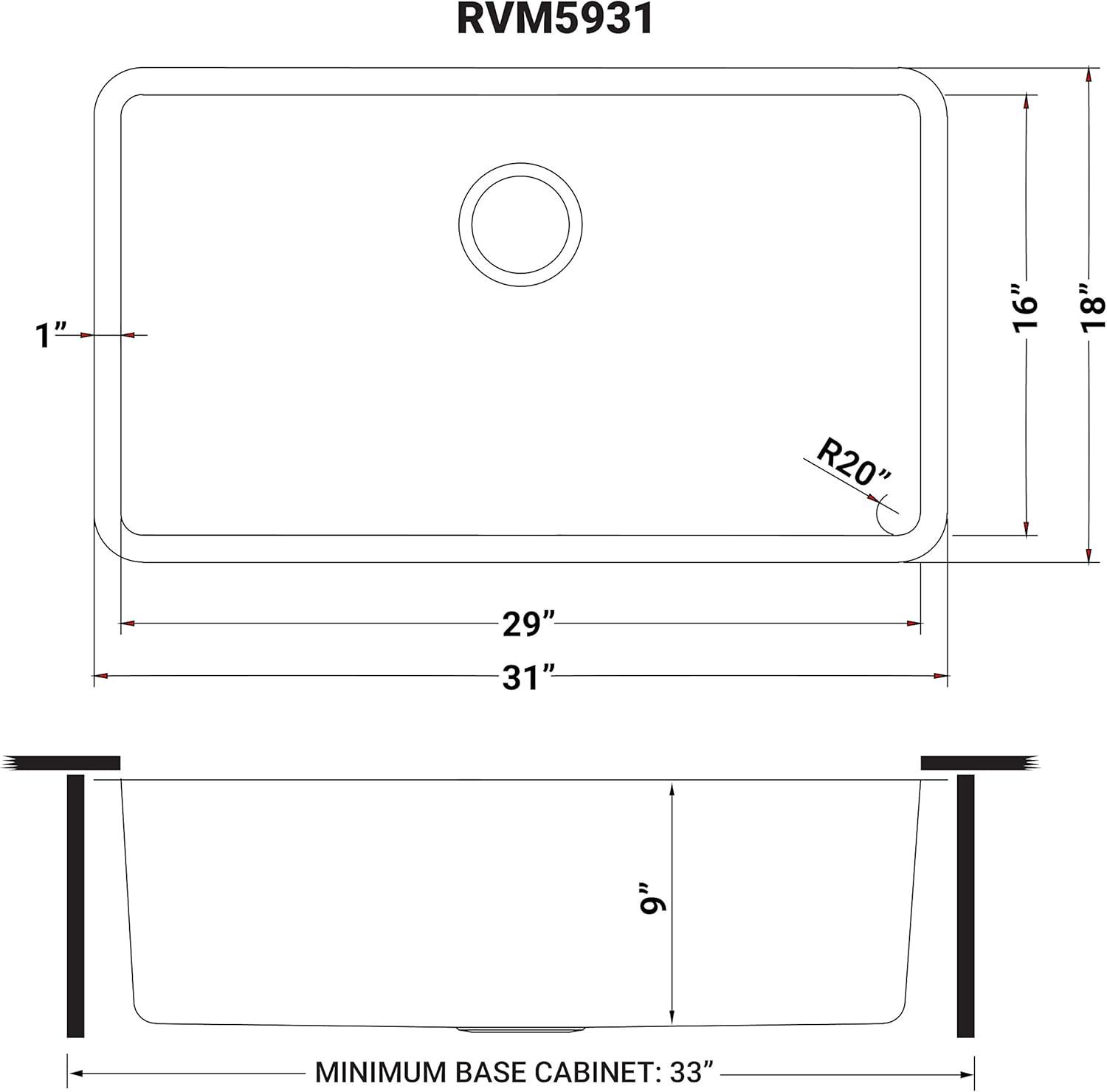 Ruvati 32-inch Undermount Kitchen Sink 16 Gauge Stainless Steel