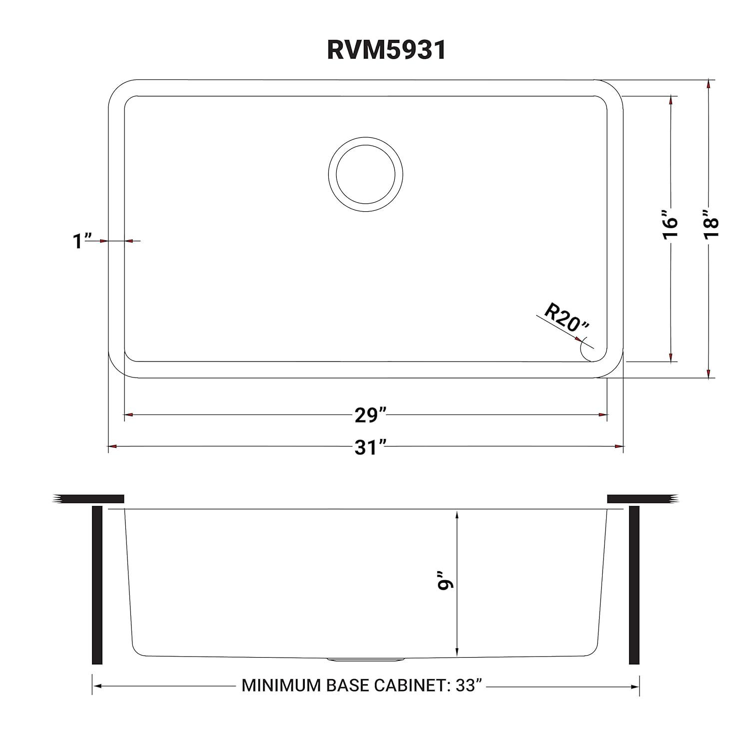 Ruvati 32-inch Undermount Kitchen Sink 16 Gauge Stainless Steel