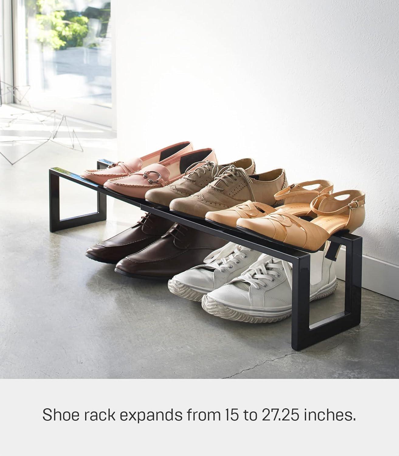 Yamazaki Home Adjustable Shoe Rack, Small, Steel,Holds 4 to 8 shoes, Expandable, Stackable