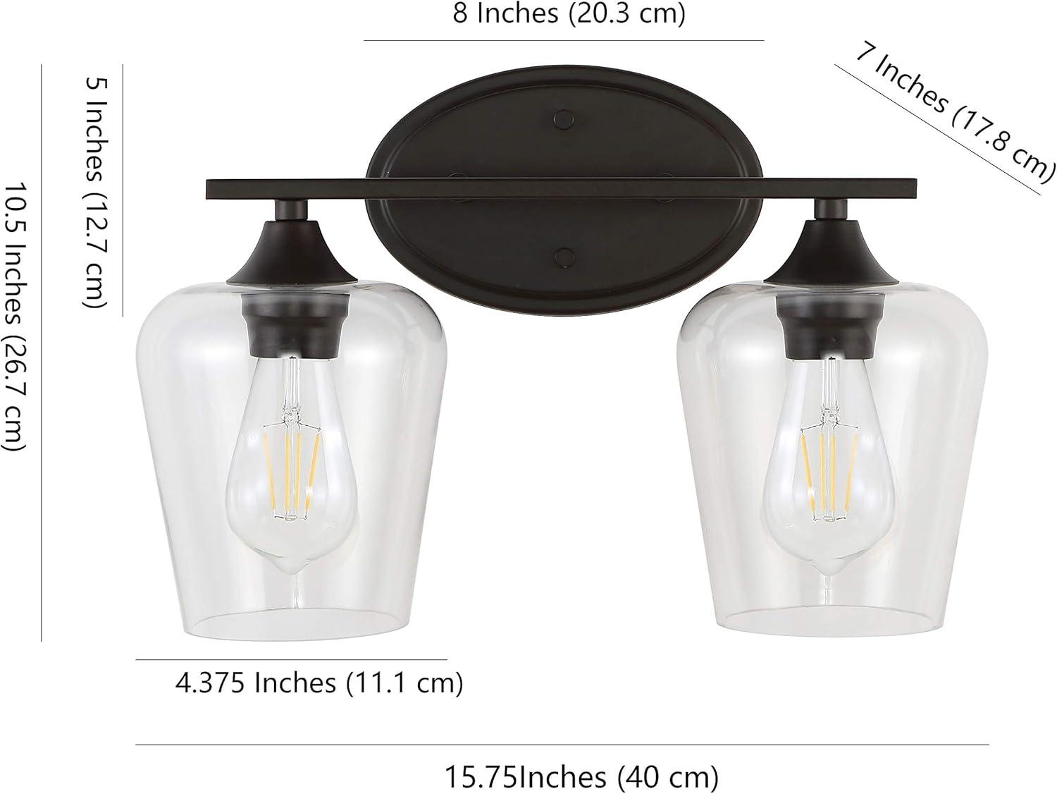 Jayne 16" Oil-Rubbed Bronze and Clear Glass Vanity Light