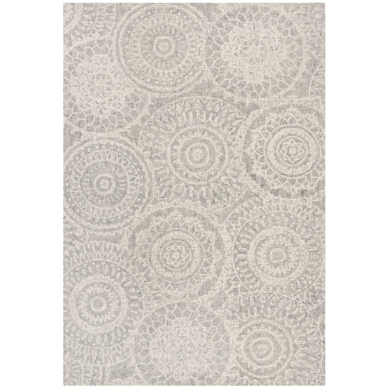 SAFAVIEH Abstract Tobon Geometric Circles Area Rug, Ivory/Grey, 10' x 14'