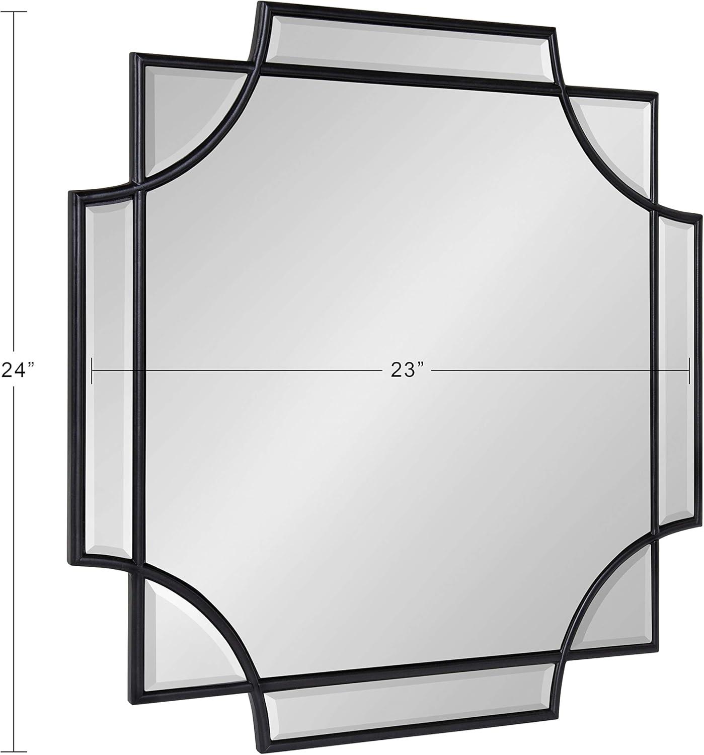 Kate and Laurel Minuette Glam Square Wall Mirror, 24" x 24", Black, Elegant Traditional Home Decor With A Boho Charm