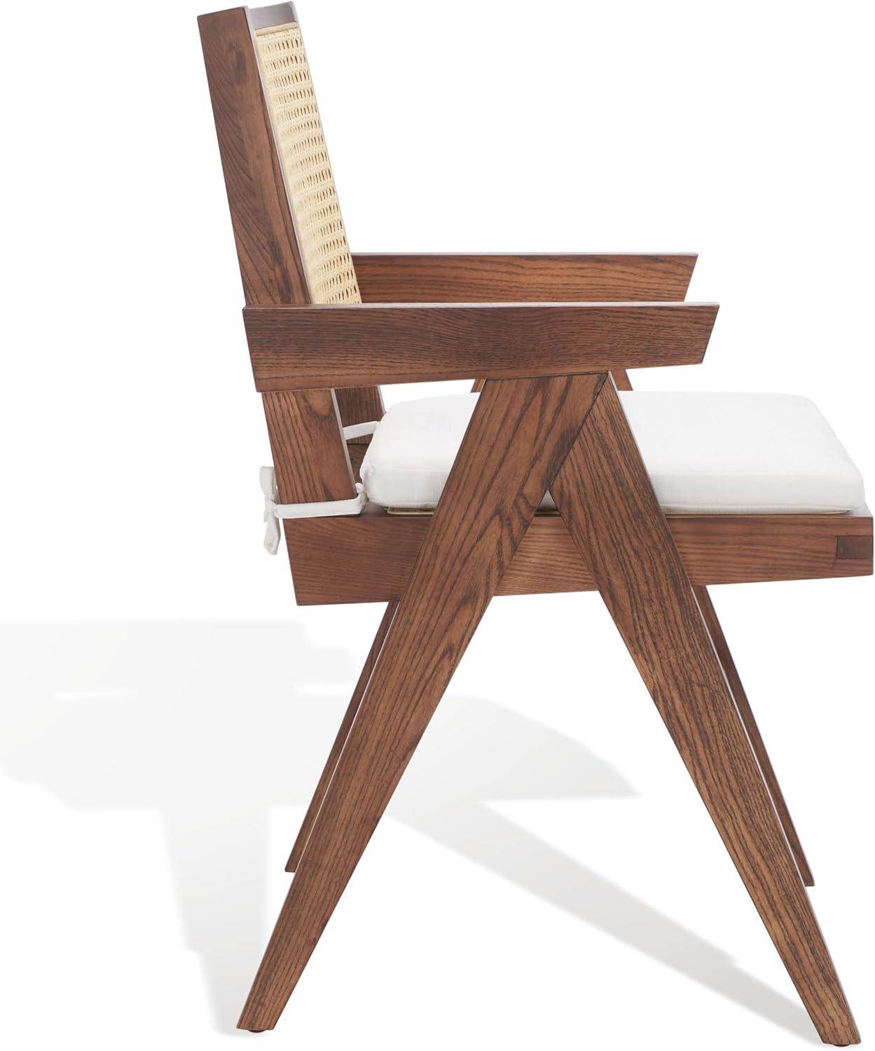 SAFAVIEH Couture Colette Contemporay Linen Solid Dining Armchair, Walnut/Natural