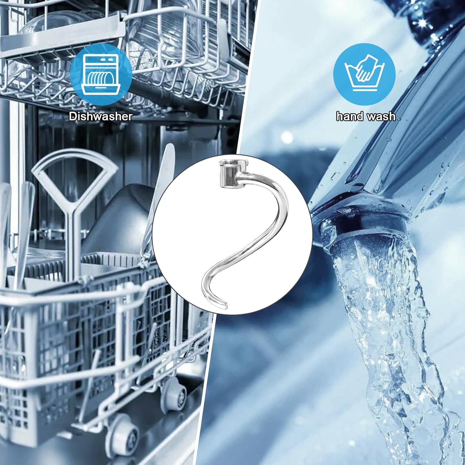 Stainless Steel Dough Hook Replacement for KSMC7QDH Mixing Head 7 Quart Attachment Compatible with KSM7990, KSM7581 Mixer Parts Accessories