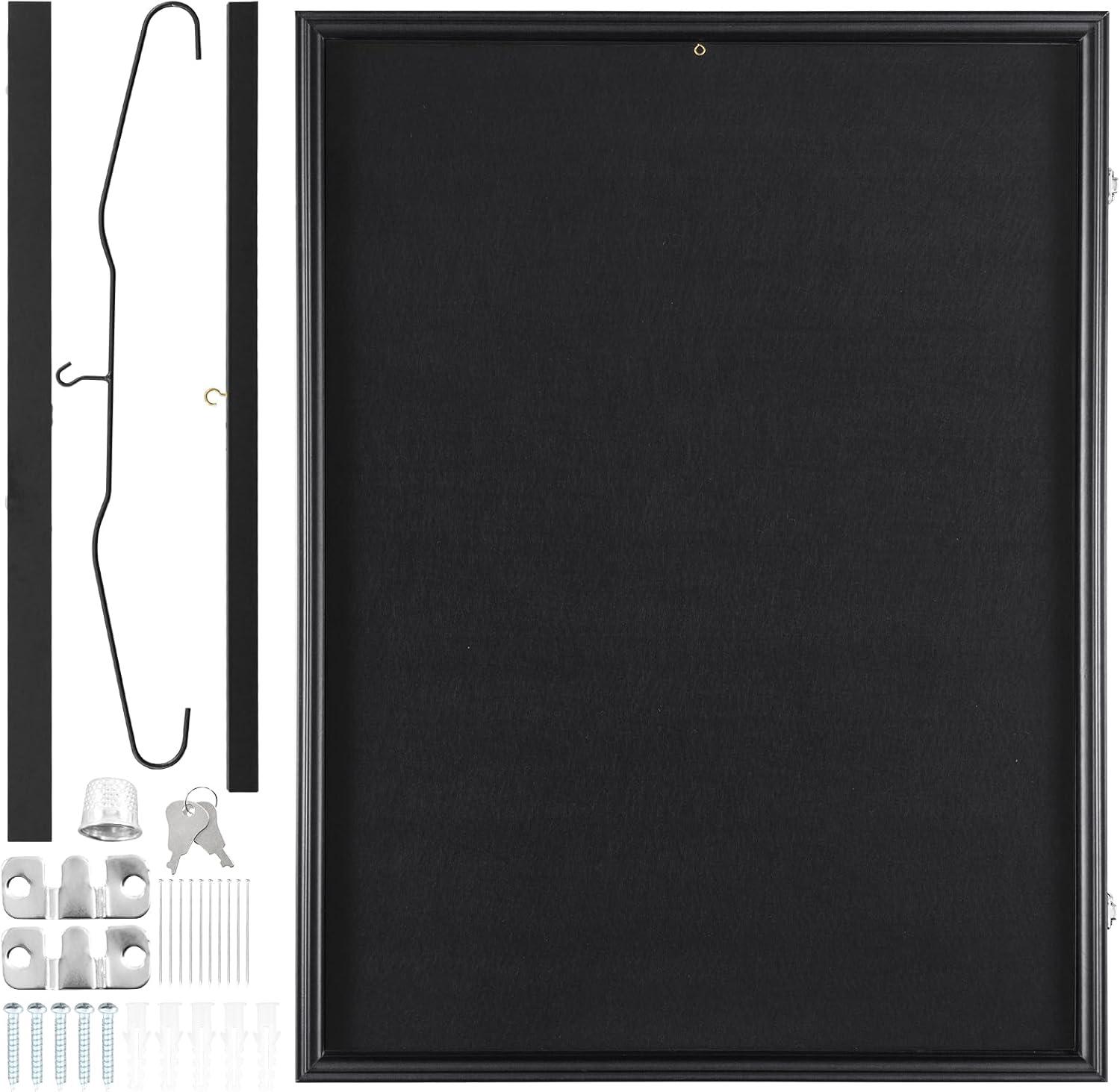 Large Matte Black Lockable Jersey Display Frame with UV Protection