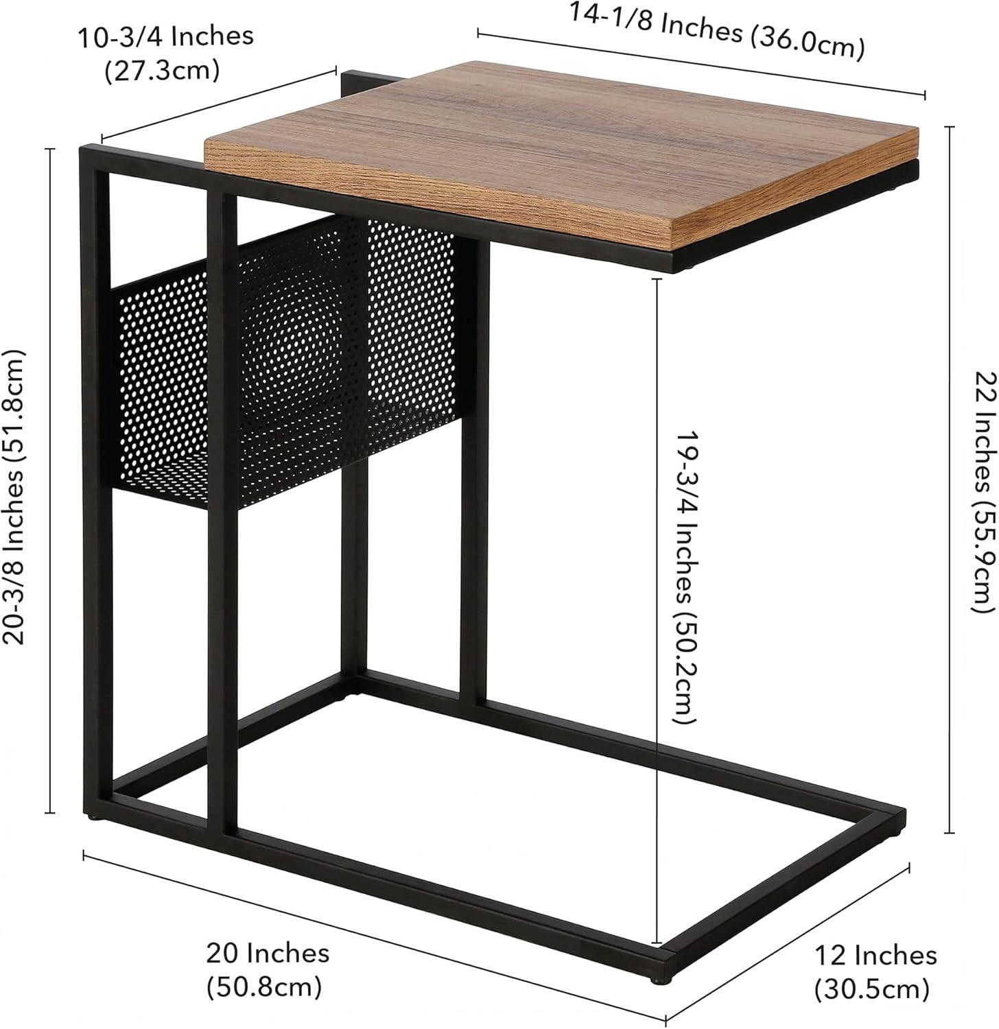 Clyde 20'' Blackened Bronze and Oak Rectangular Side Table