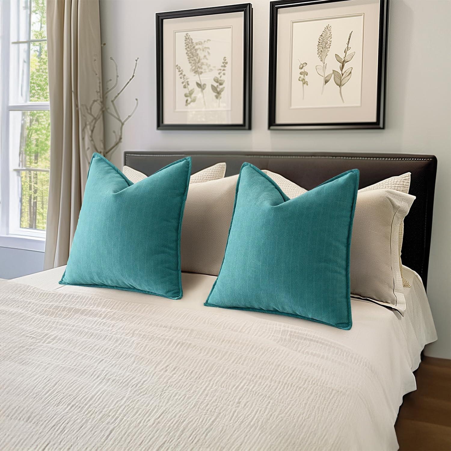 Teal Chenille 18x18 Euro Pillow Covers, Pack of 2