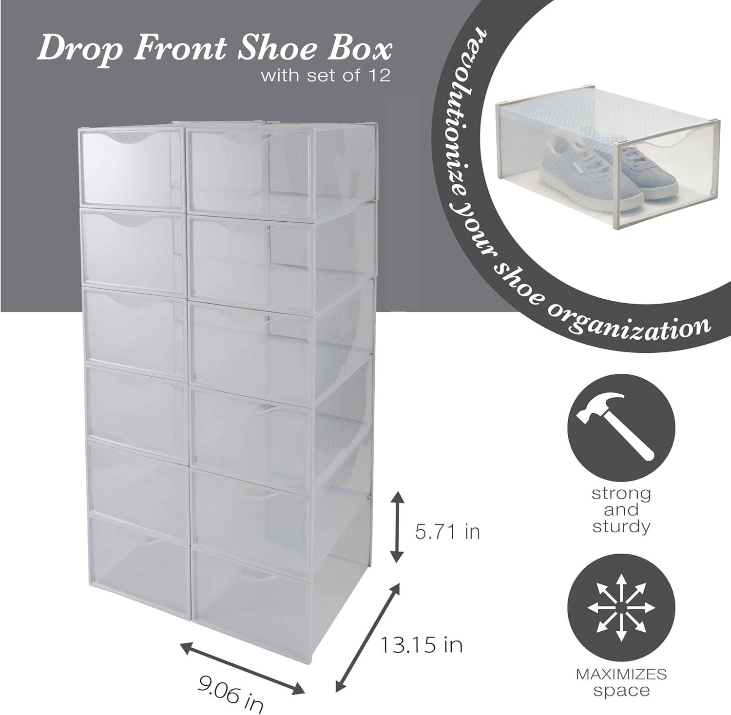 Simplify Set of 12 Drop Front Shoe Box White