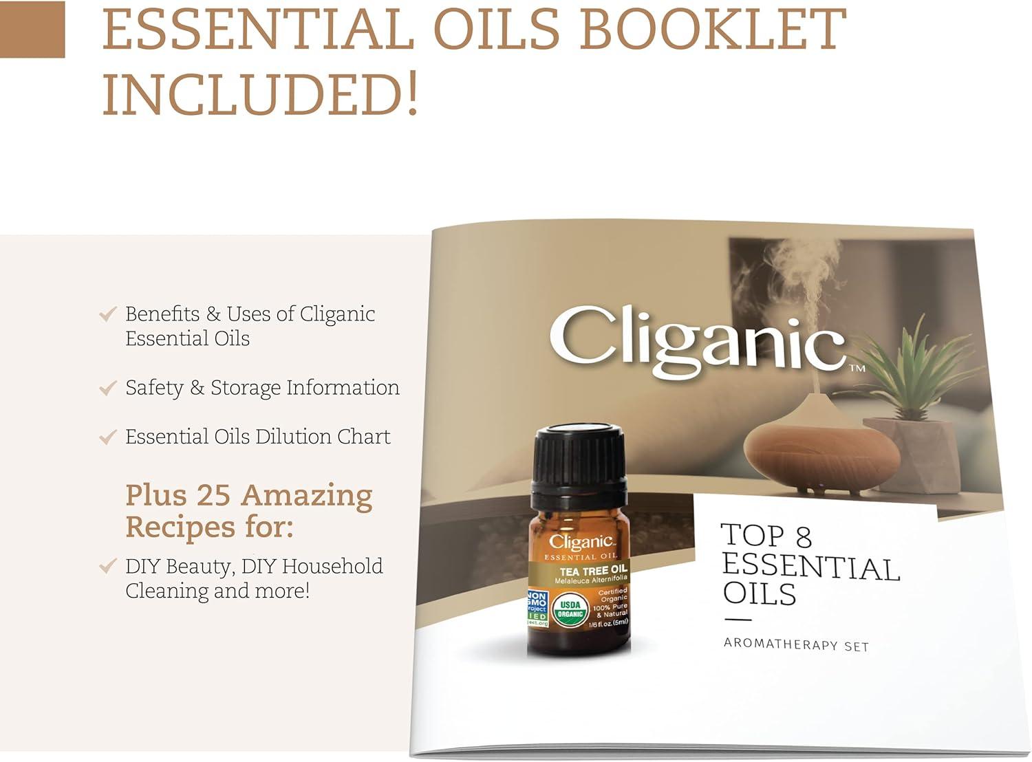 Cliganic Organic Aromatherapy Set - Top 8 Essential Oils - 8x0.17oz