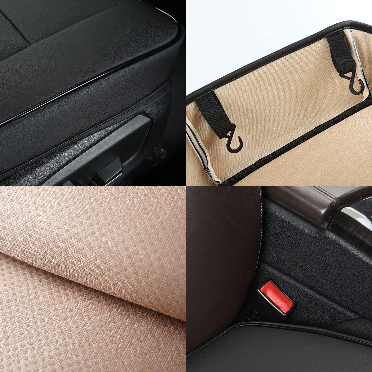 Ultra-Luxury PU Leather Car Seat Protection Cover Car Seat Cover for Most Four-Door Sedan&SUV,Single Seat Cover Without Backrest 1PCS (W 20.8× D 21× T 0.2inch) (3D-Beige)