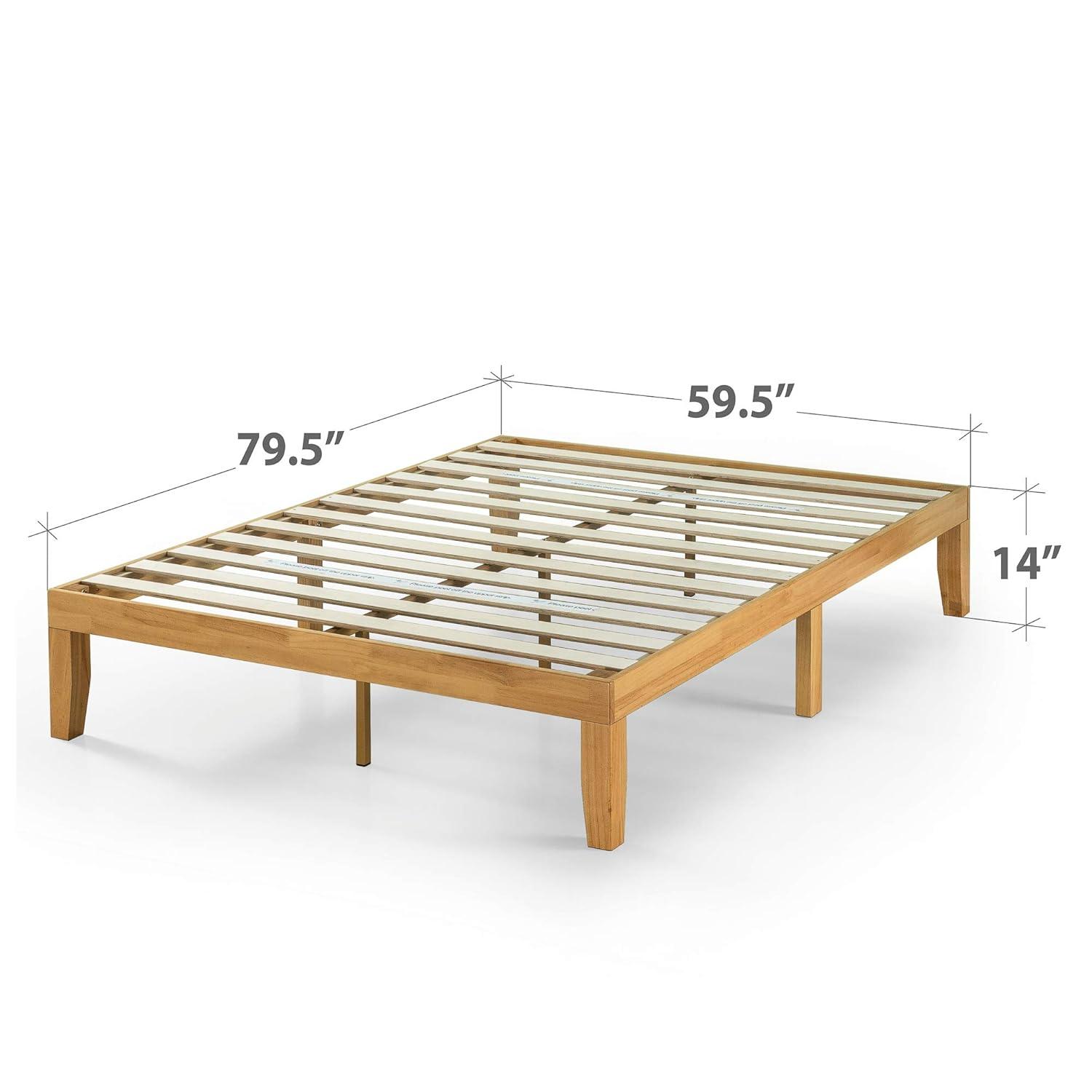 Queen Moiz 14" Wood Platform Bed Frame Natural - Zinus: Easy Assembly, Underbed Storage