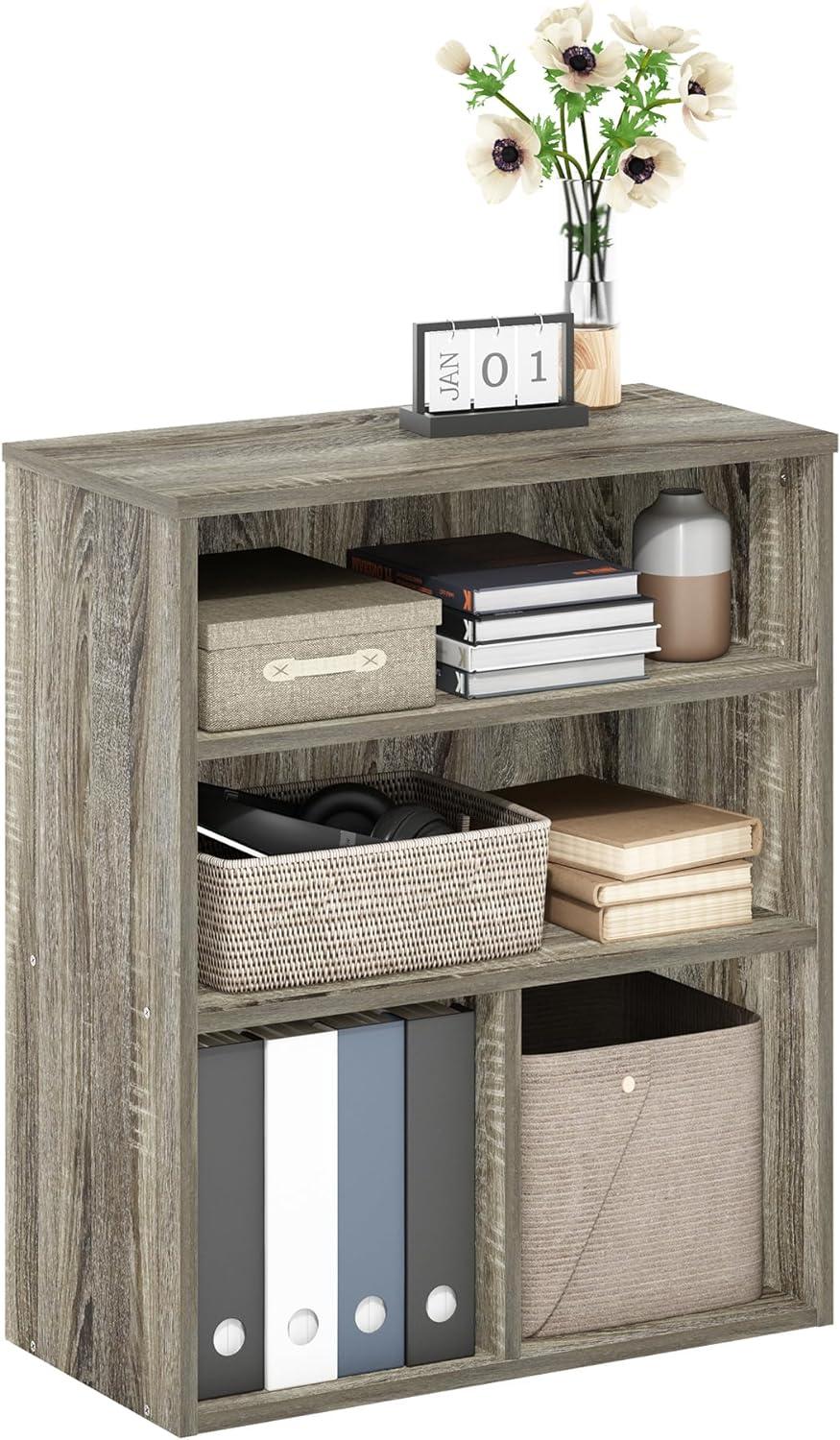 Adjustable French Oak 3-Tier Display Bookcase