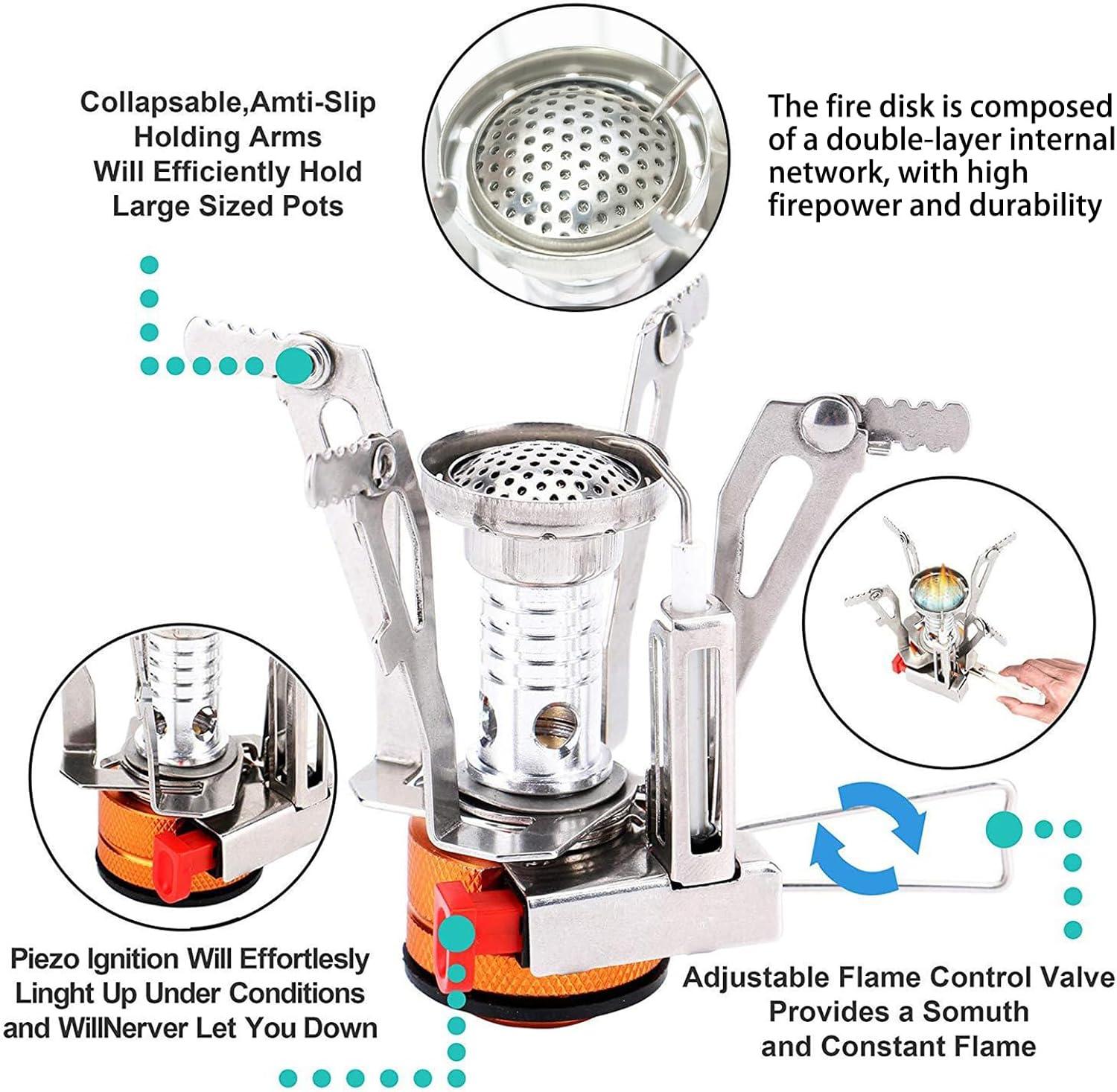 Cadorn Ultralight Portable Camping Stove with Piezo Ignition - Ideal for Backpacking & Outdoor Adventures