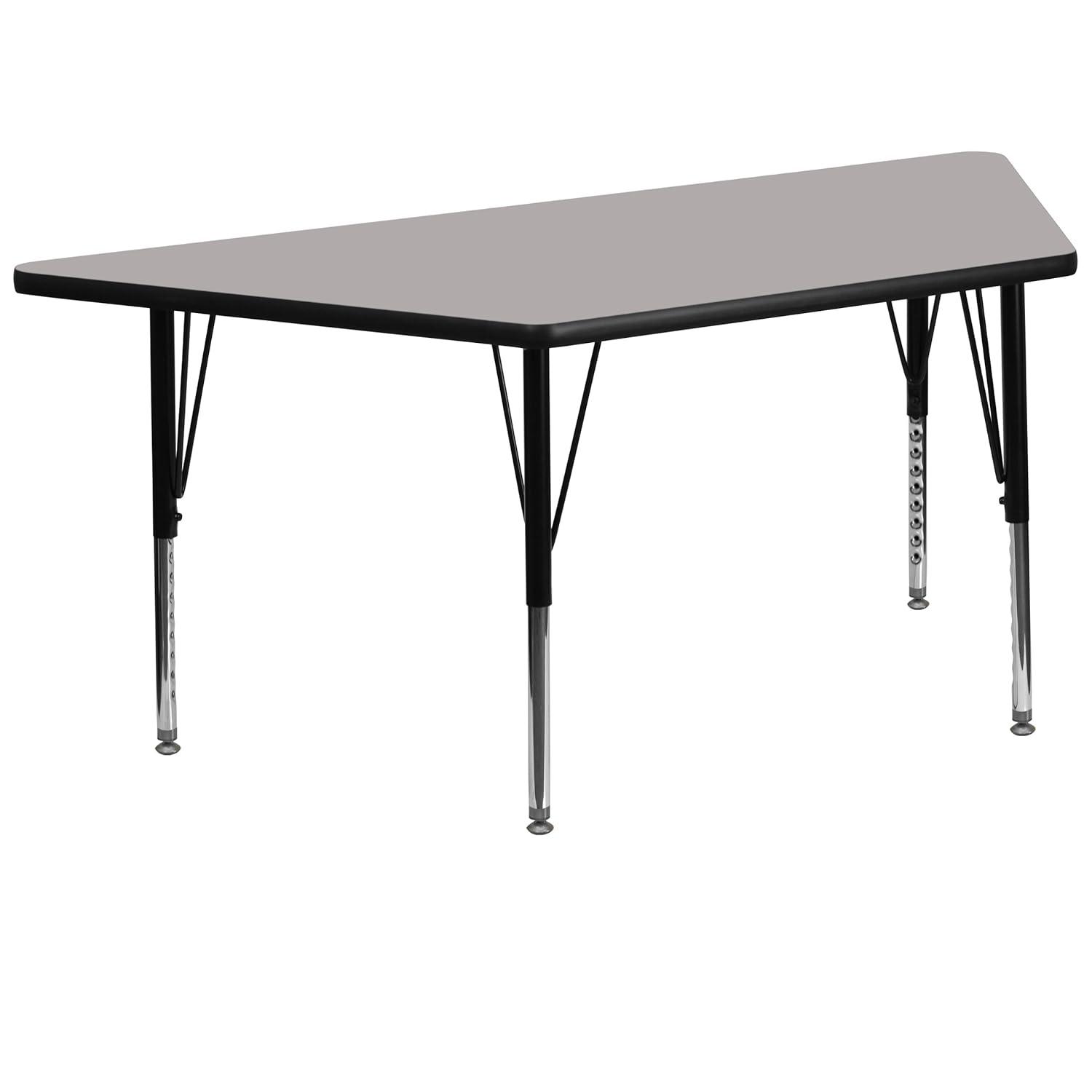 Flash Furniture 30''W x 60''L Trapezoid Activity Table with 1.25'' Thick High Pressure Grey Laminate Top and Height Adjustable Preschool Legs