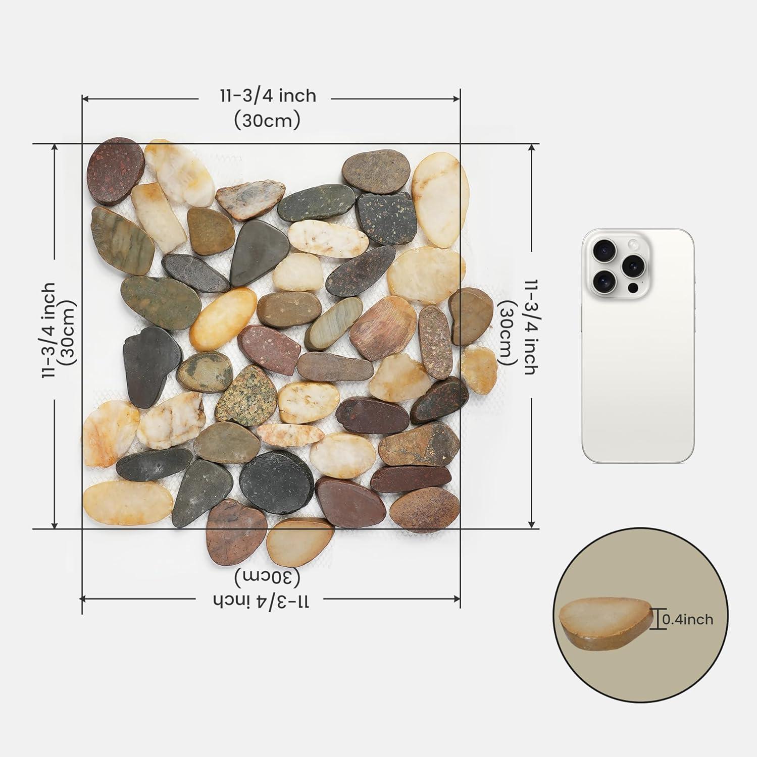 StoneCreek Pebble Mosaic Tile for Floors & Walls, 6 Pieces per Box