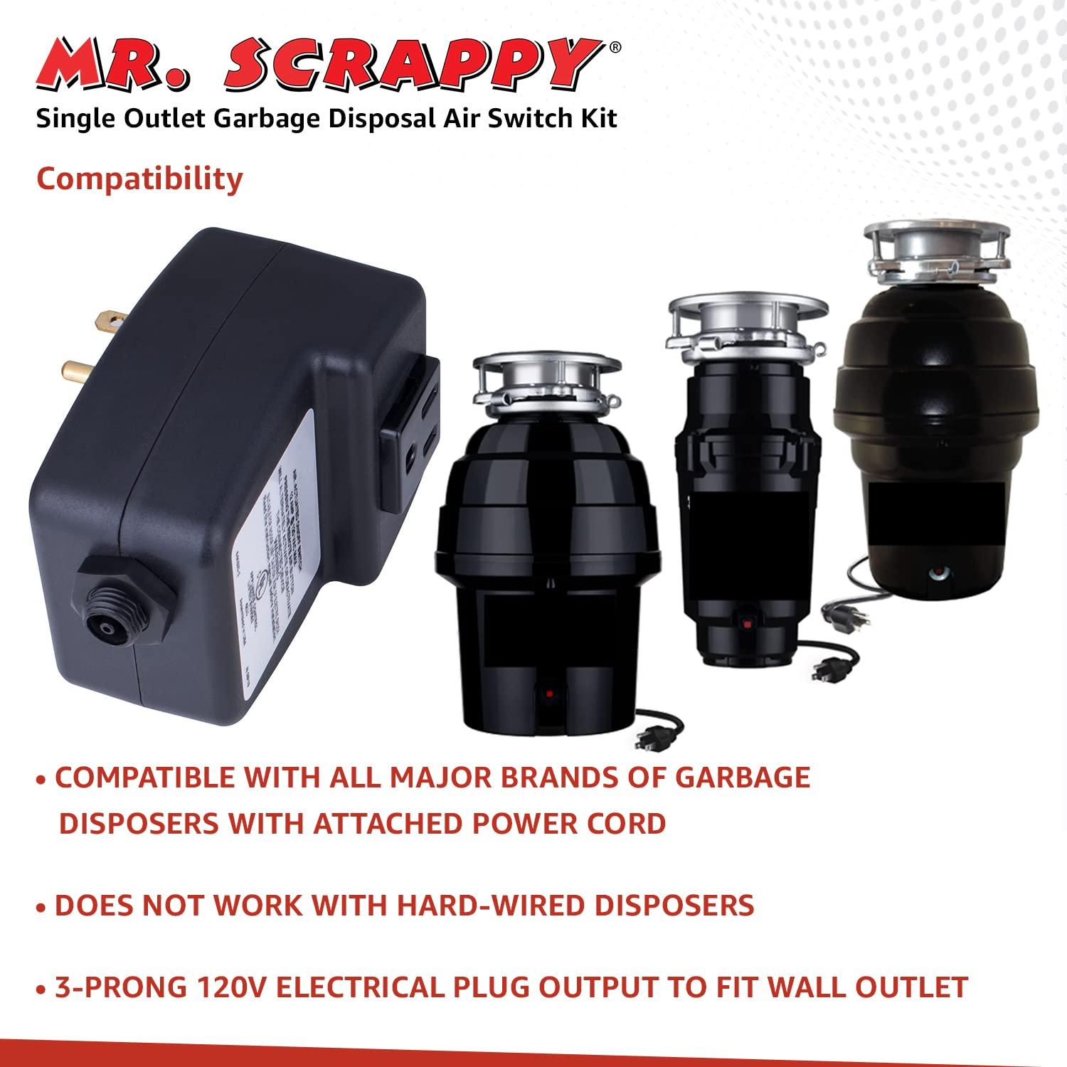 Mr. Scrappy Garbage Disposal Air Switch Kit with Brushed Nickel Push Button, Power Box, and Air Tube
