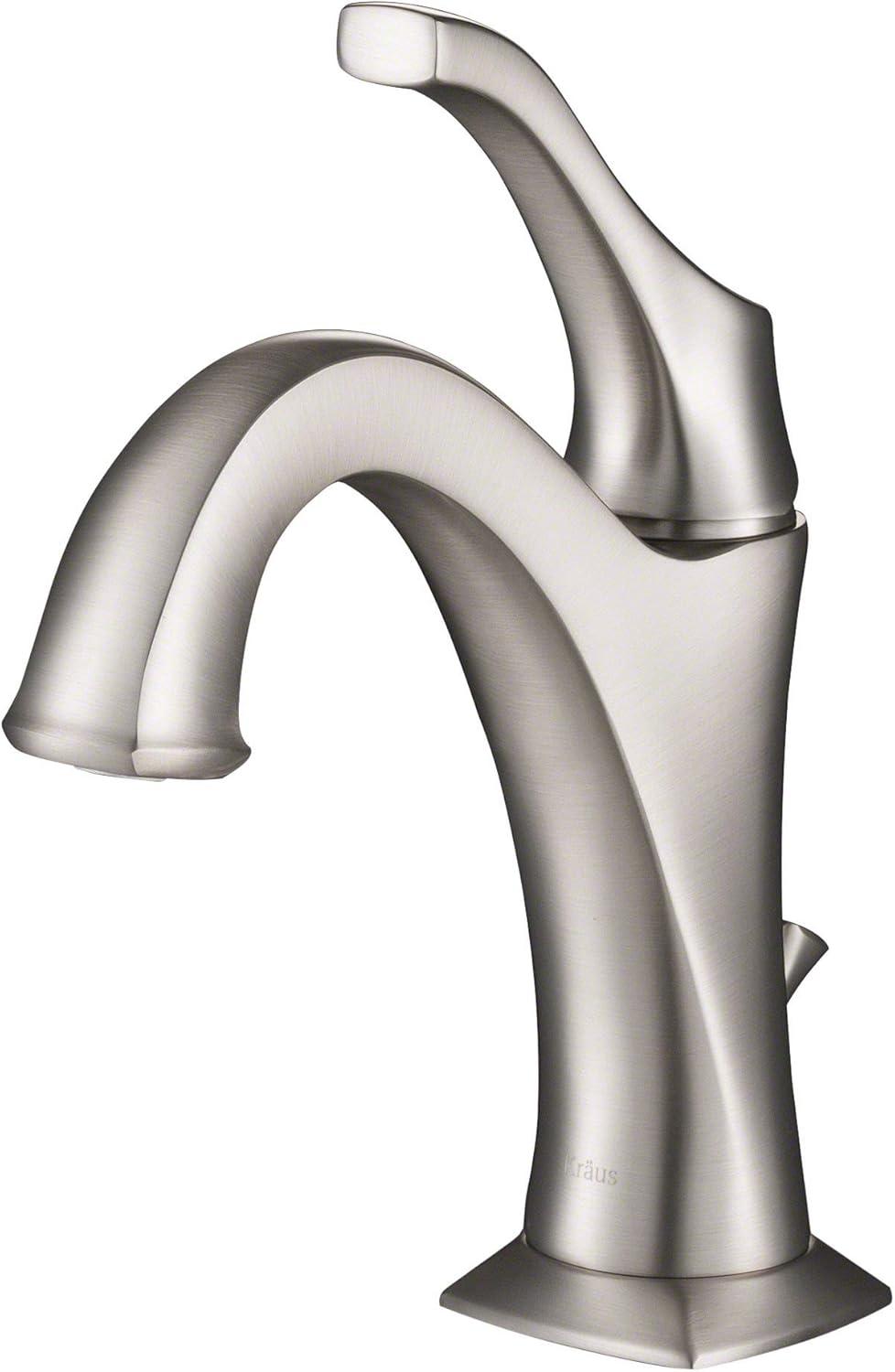 Kraus Arlo Single Hole 1-Handle WaterSense Bathroom Sink Faucet with Drain and Deck Plate