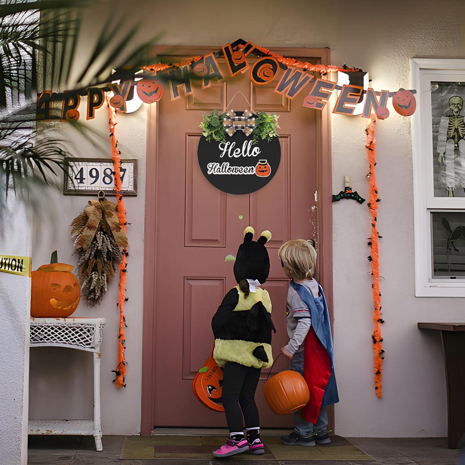 RoseCraft Interchangeable Wooden Seasonal White Welcome Sign, Rustic Welcome Front Door Wreaths for Home Wall Porch Decor, for Easter Spring Summer Fall Halloween Christmas All Season Decorations.