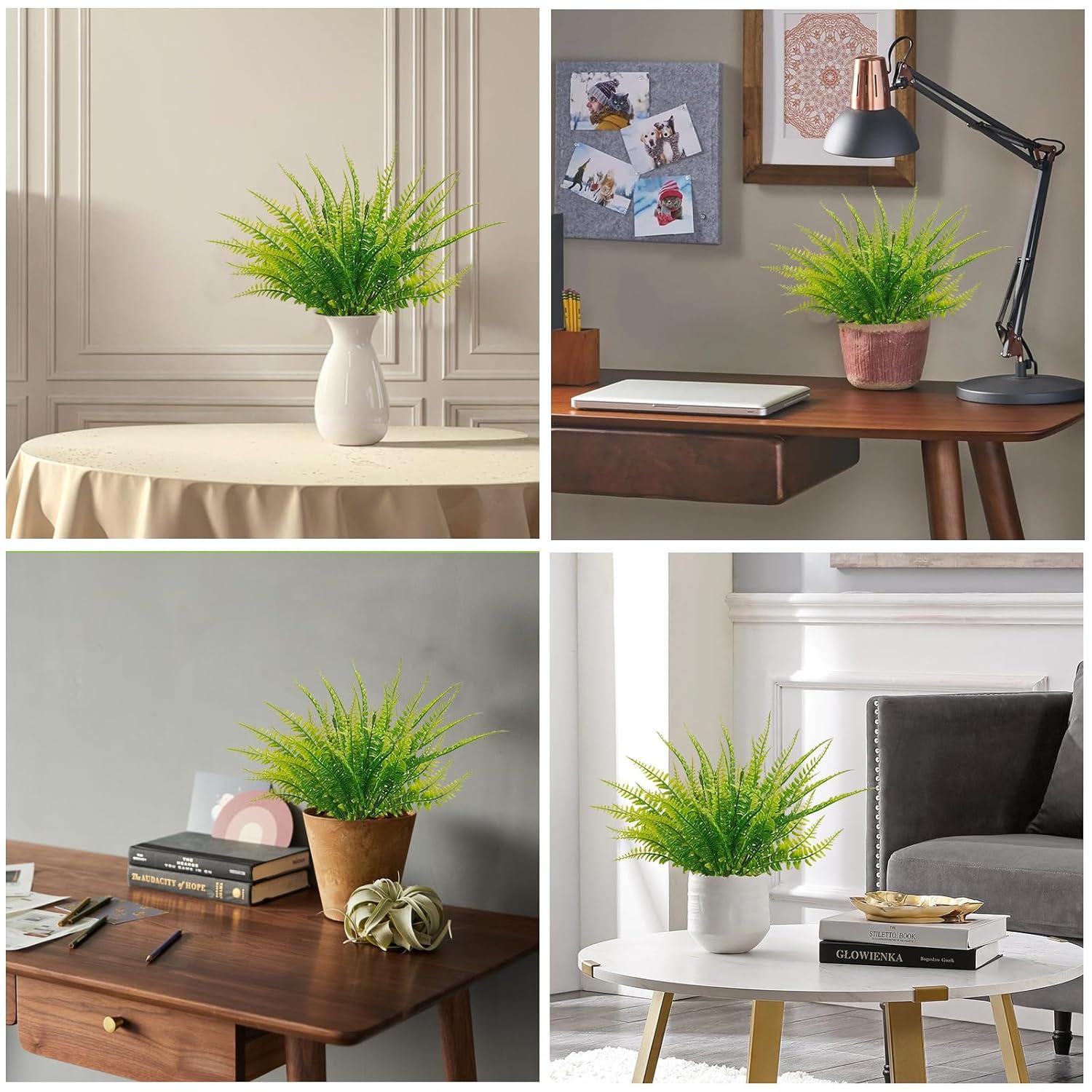 40 Pcs Artificial Boston Fake Fern Plants Bushes Faux Plants Shrubs Greenery UV Resistant for House Office Garden Indoor Outdoor Décor