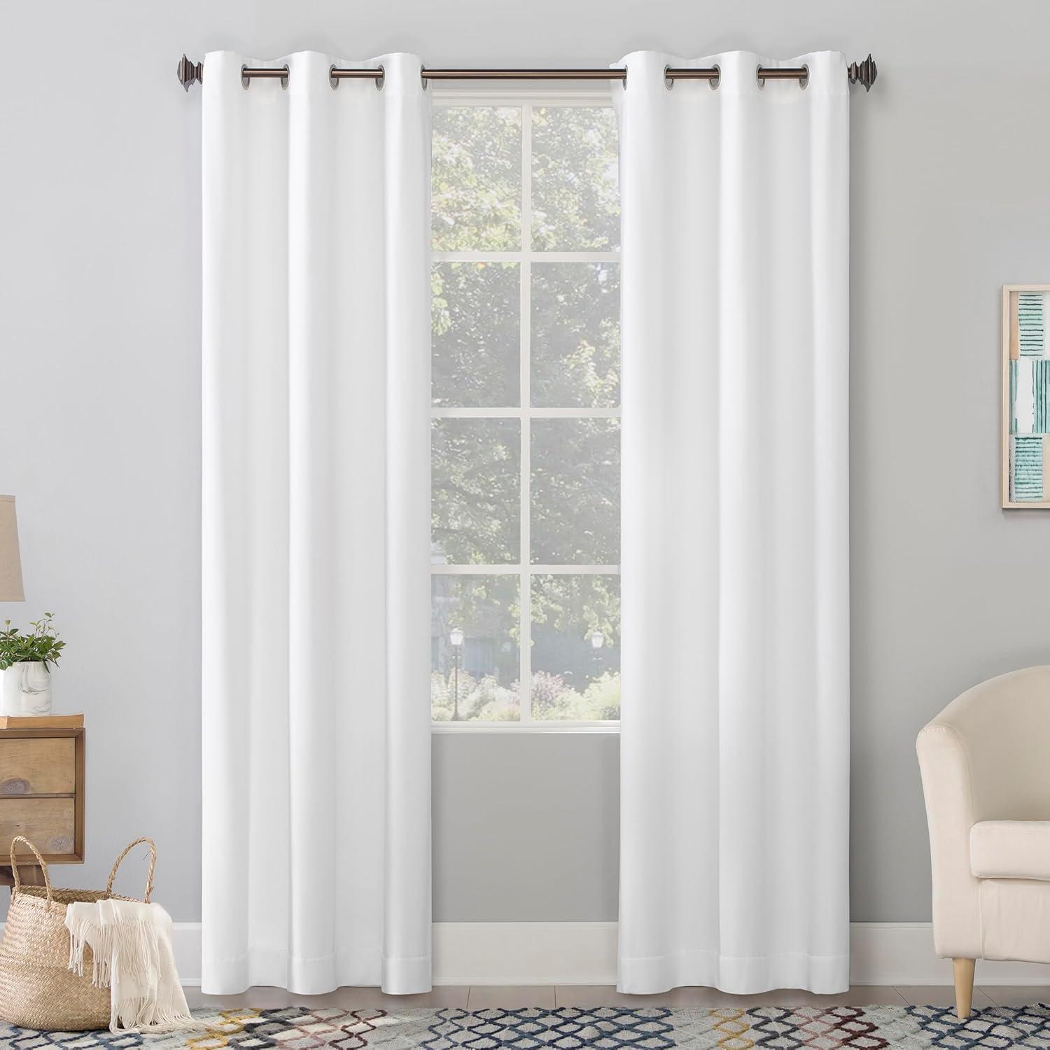 96"x40" Lindstrom Textured Draft Shield Fleece Insulated Energy Saving Grommet Top Room Darkening Curtain Panel White - No. 918