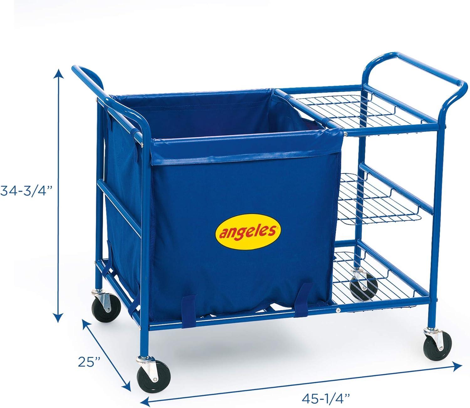 Blue Steel and Nylon 3-Shelf Rolling Ball Cart