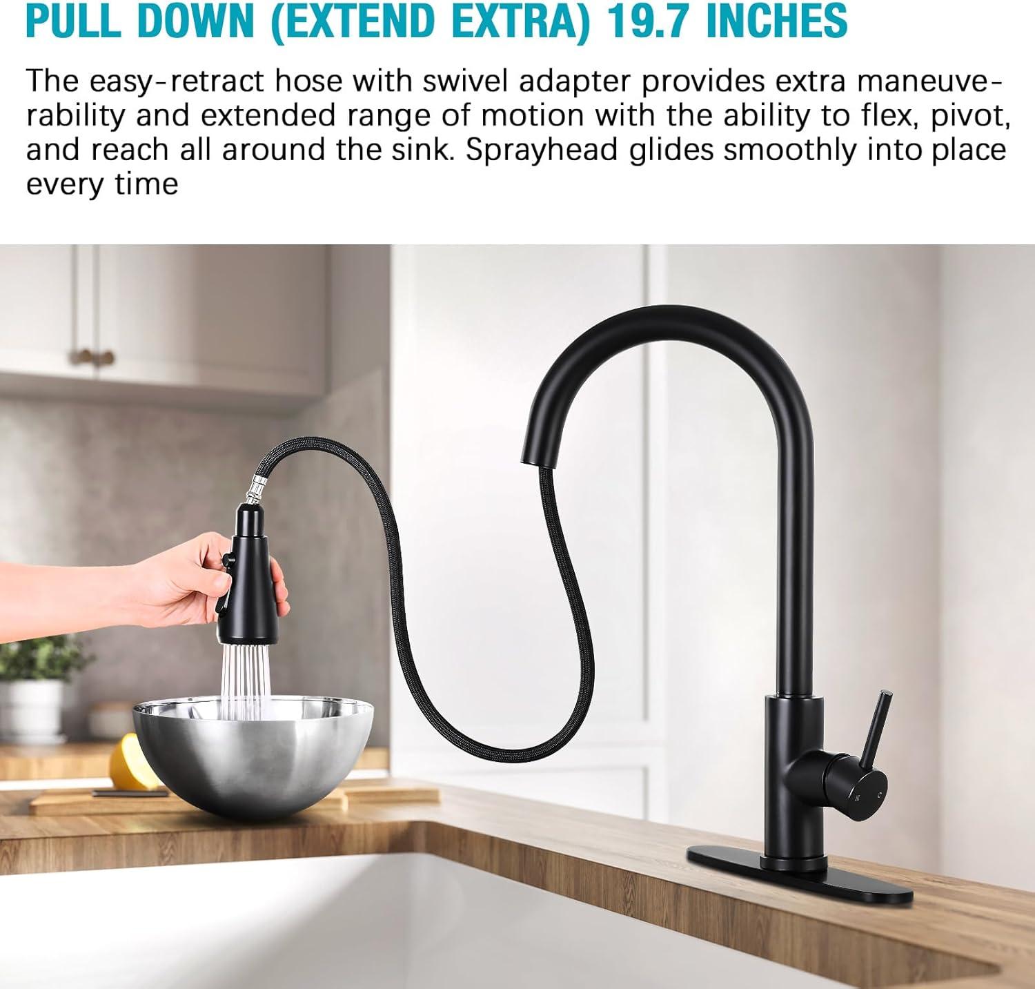 Babevy Pull Down Kitchen Faucet