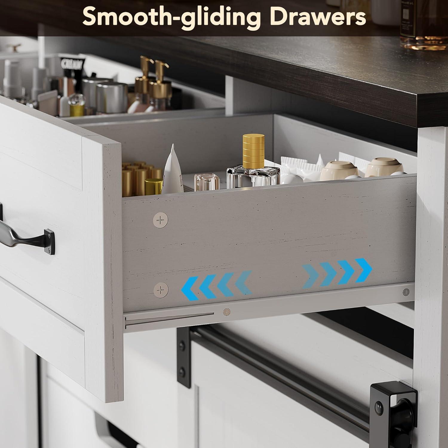 6 Drawers Dresser for Bedroom,Wood Dresser & Chest of Drawers with Sliding Barn Doors,Farmhouse Buffet Cabinet&TV Stand for Bedroom, Living Room,Kitchen