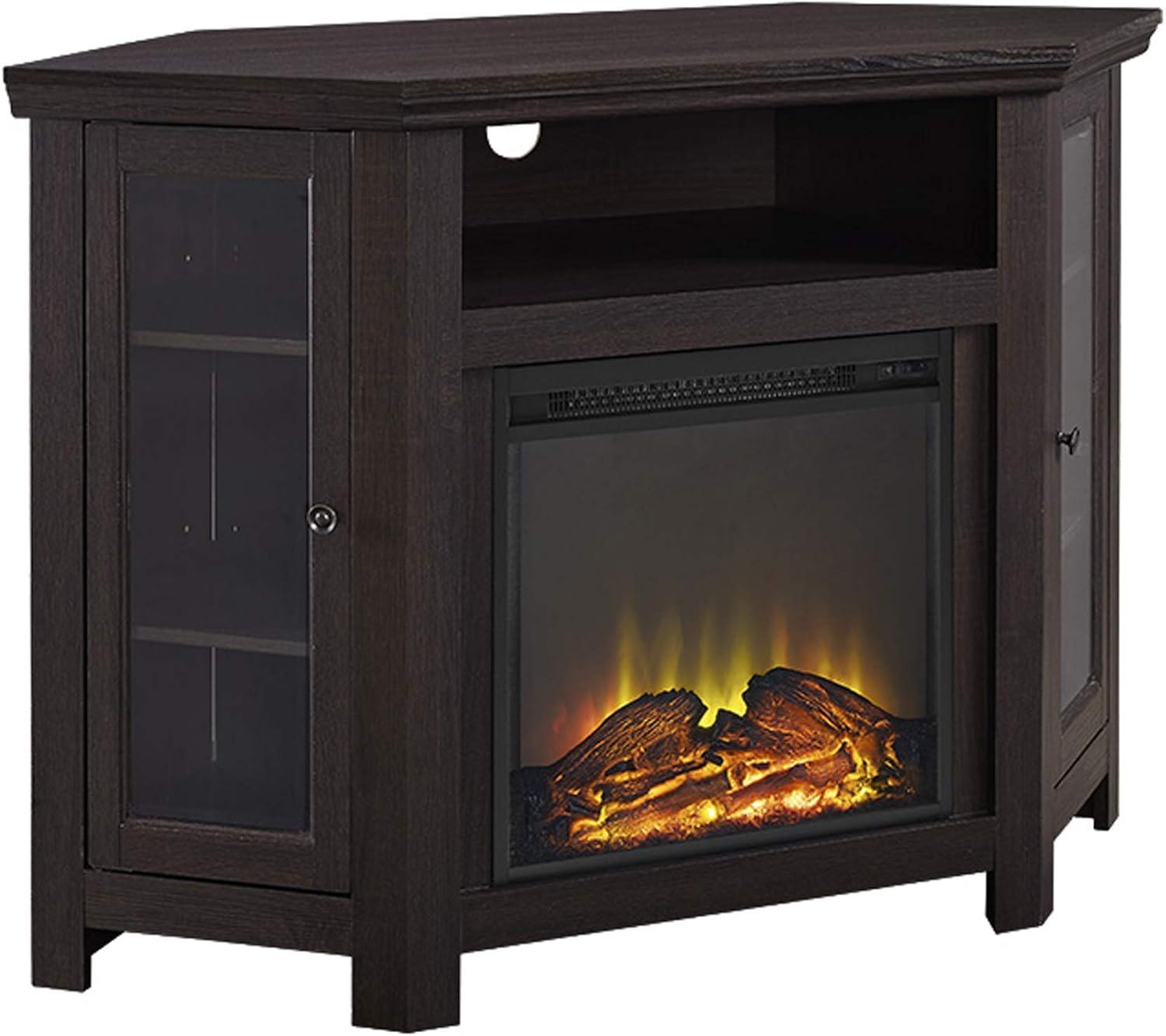 Walker Edison Black Corner Fireplace TV Stand for TVs Up to 50"