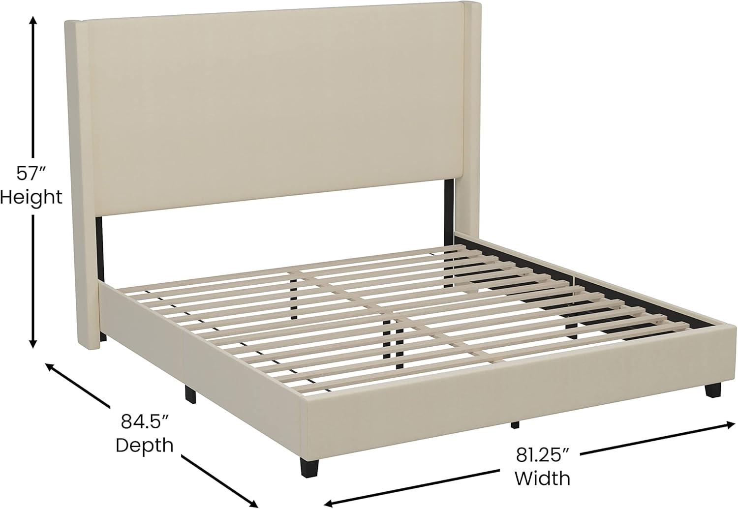 Taylor & Logan King 57" High Kellan Platform Bed Beige: Elegant Plastic Frame, No Box Spring Needed