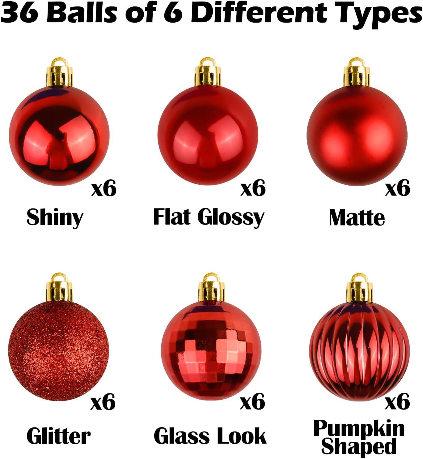 Wine Red Shatterproof Plastic Christmas Ball Ornaments Set