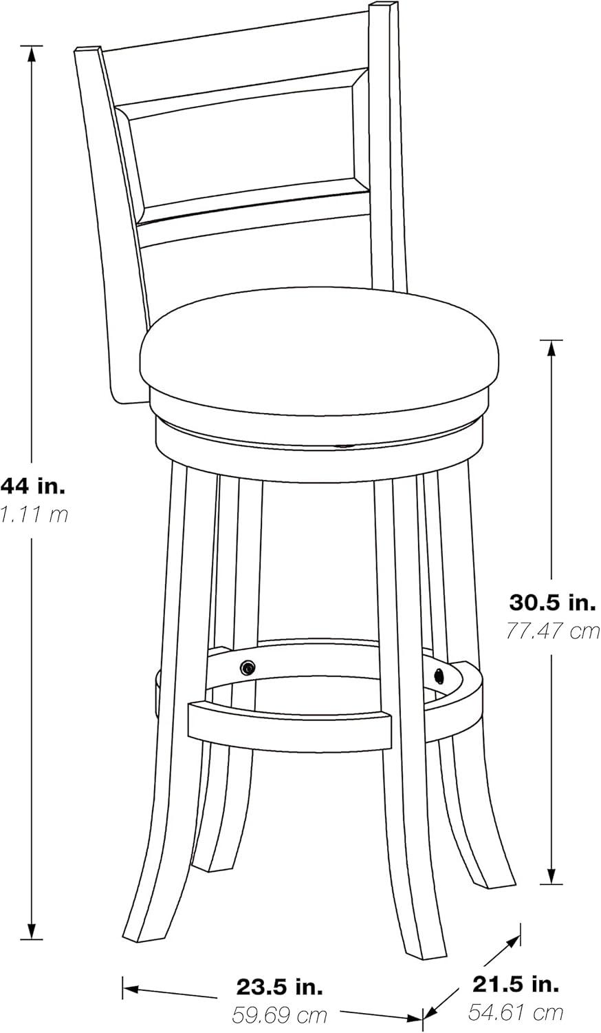 30" Swivel Stool in Cream Faux Leather with Dark Walnut Finish