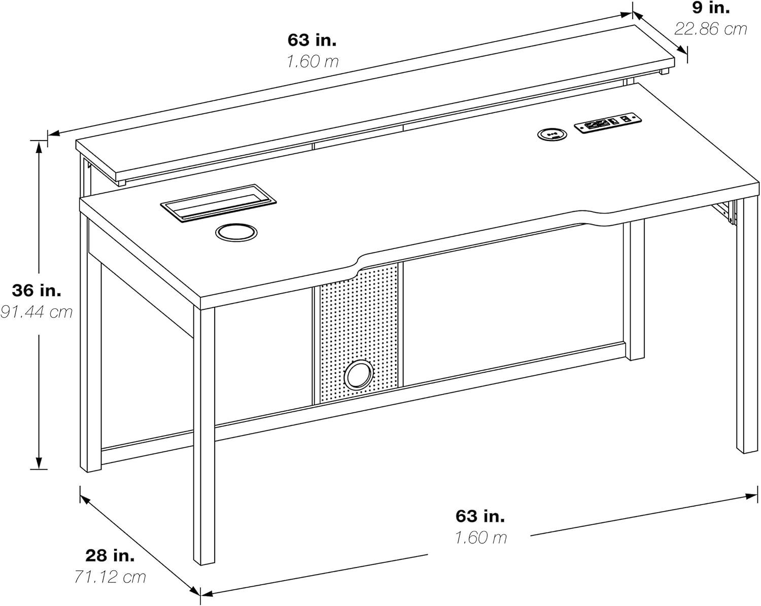 Adaptor 63" Gaming Desk in Black Steel Metal