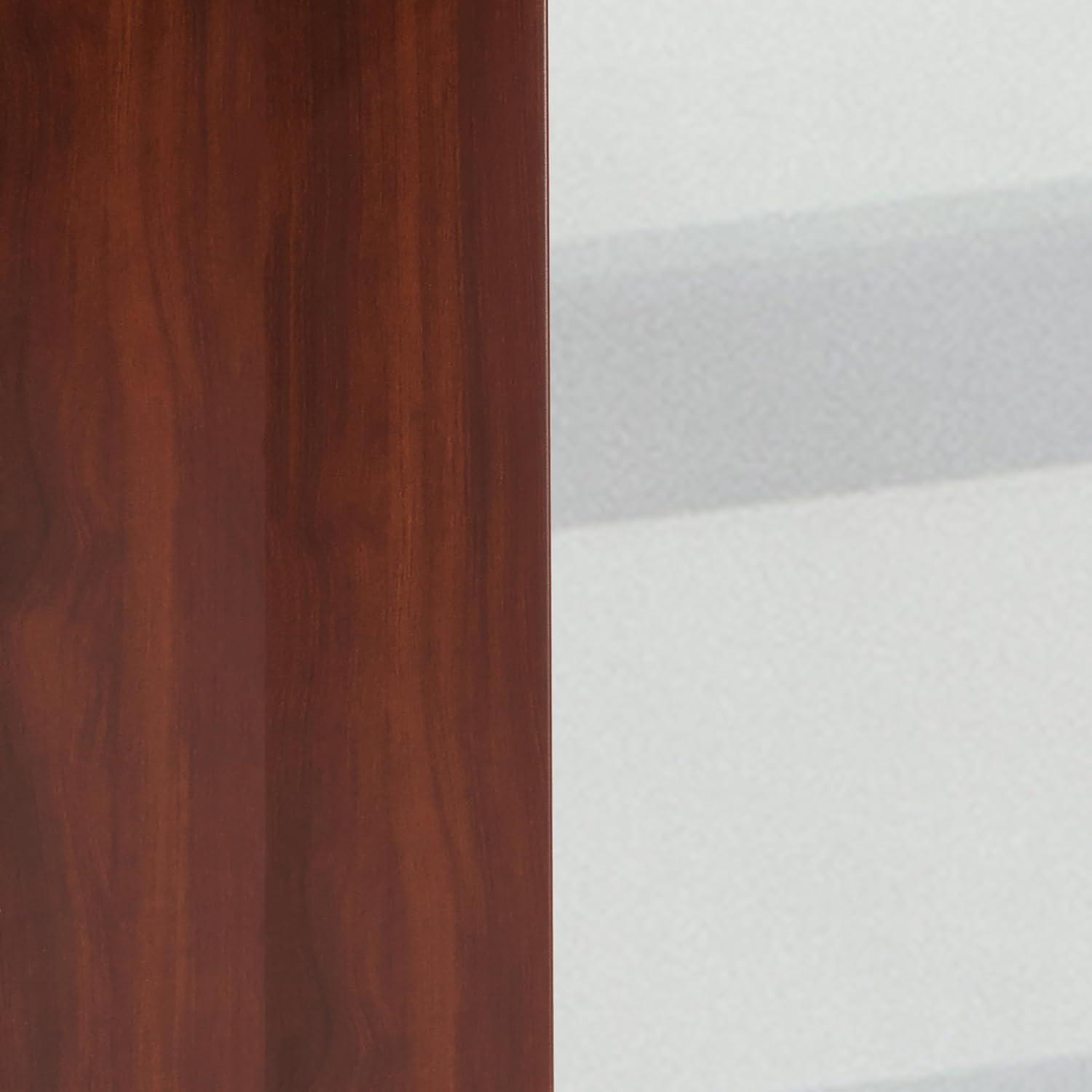 Flash Furniture Jude Tempered Glass Computer Desk with Pull-Out Keyboard Tray, Cherry/Clear