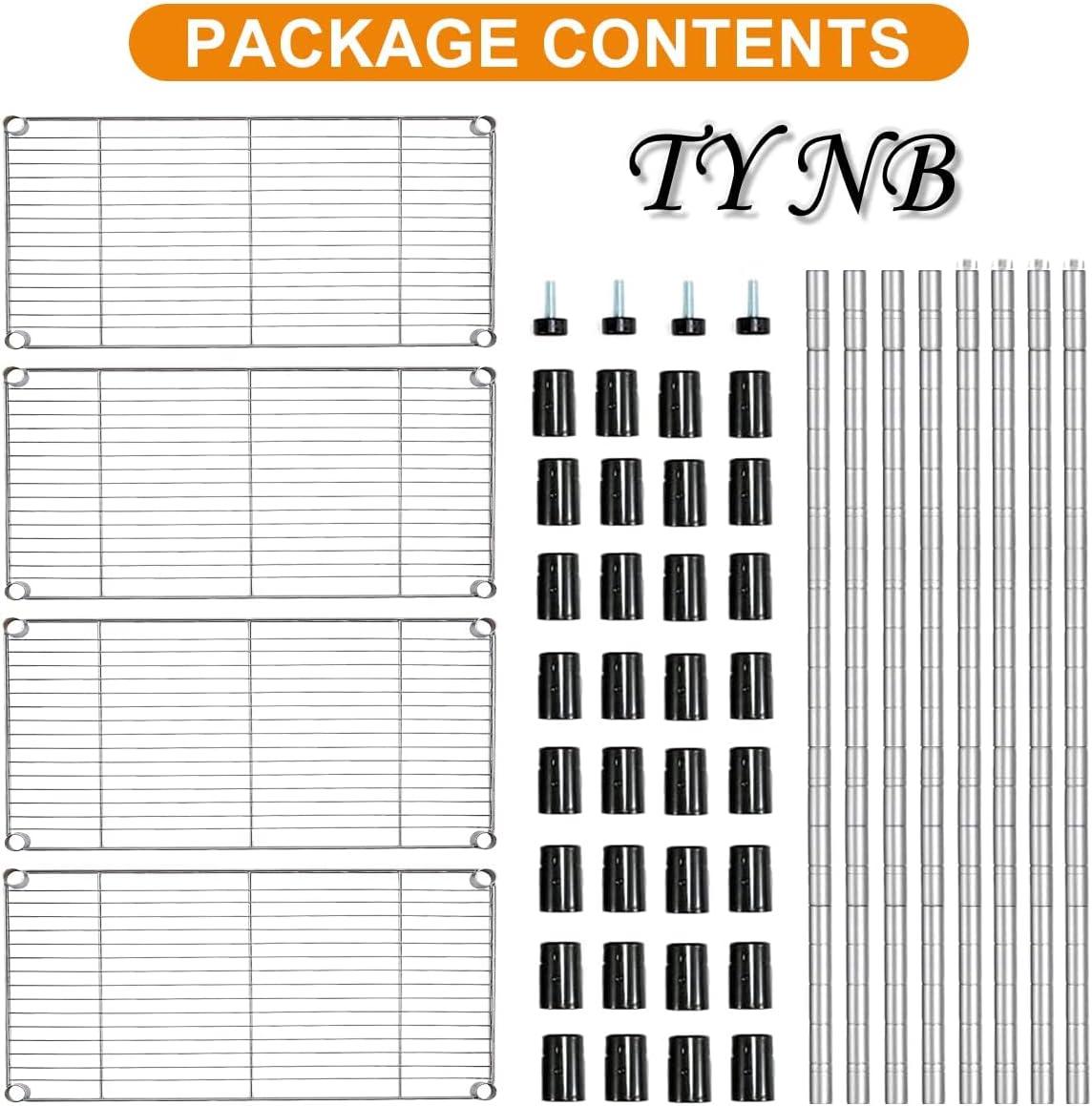FDW Wire Shelving Unit Heavy Duty Storage Rack Metal Shelf Garage Organizer Wire Rack  (Chrome, 36" L x 14" W x 54" H)