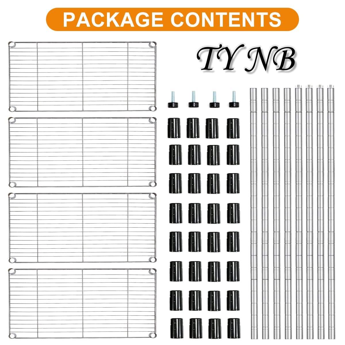 FDW Wire Shelving Unit Heavy Duty Storage Rack Metal Shelf Garage Organizer Wire Rack  (Chrome, 36" L x 14" W x 54" H)