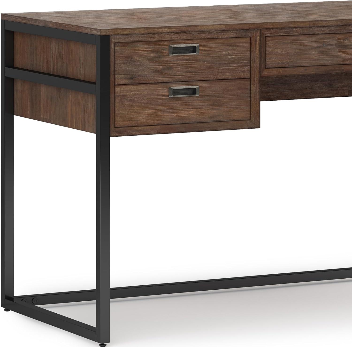 Simpli Home Richmond ACACIA WOOD Modern Industrial 60" Desk in Rustic Natural Brown