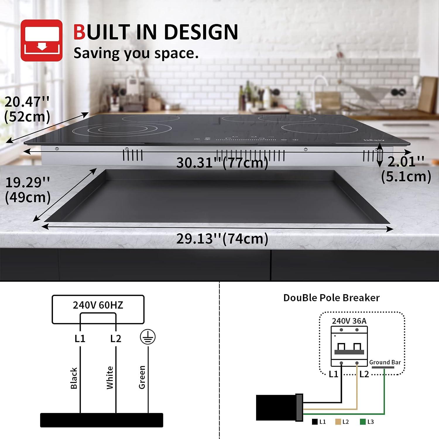 30 Inch Black Ceramic 4-Burner Electric Cooktop with Touch Control