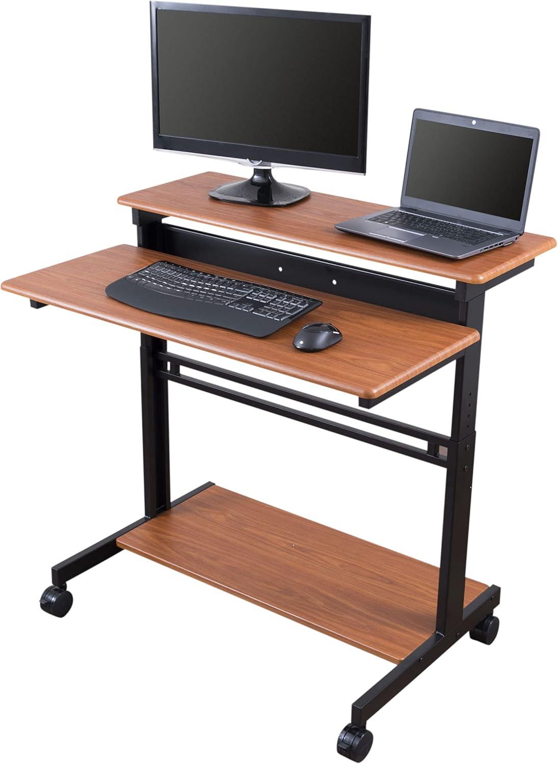 Stand Up Desk Store Rolling Adjustable Height Two Tier Standing Desk Computer Workstation