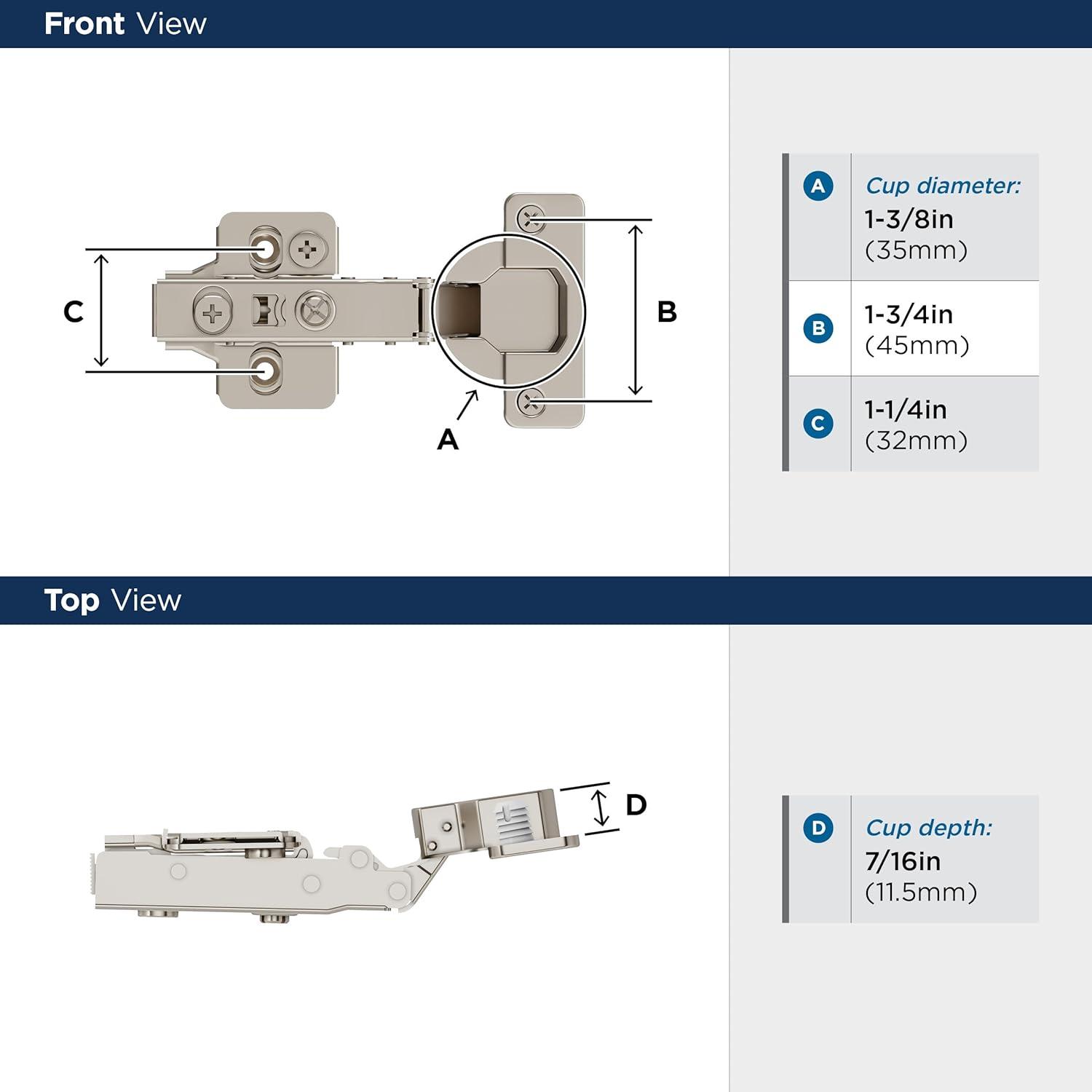 Nickel Full Overlay Frameless Self-Closing Cabinet Hinge