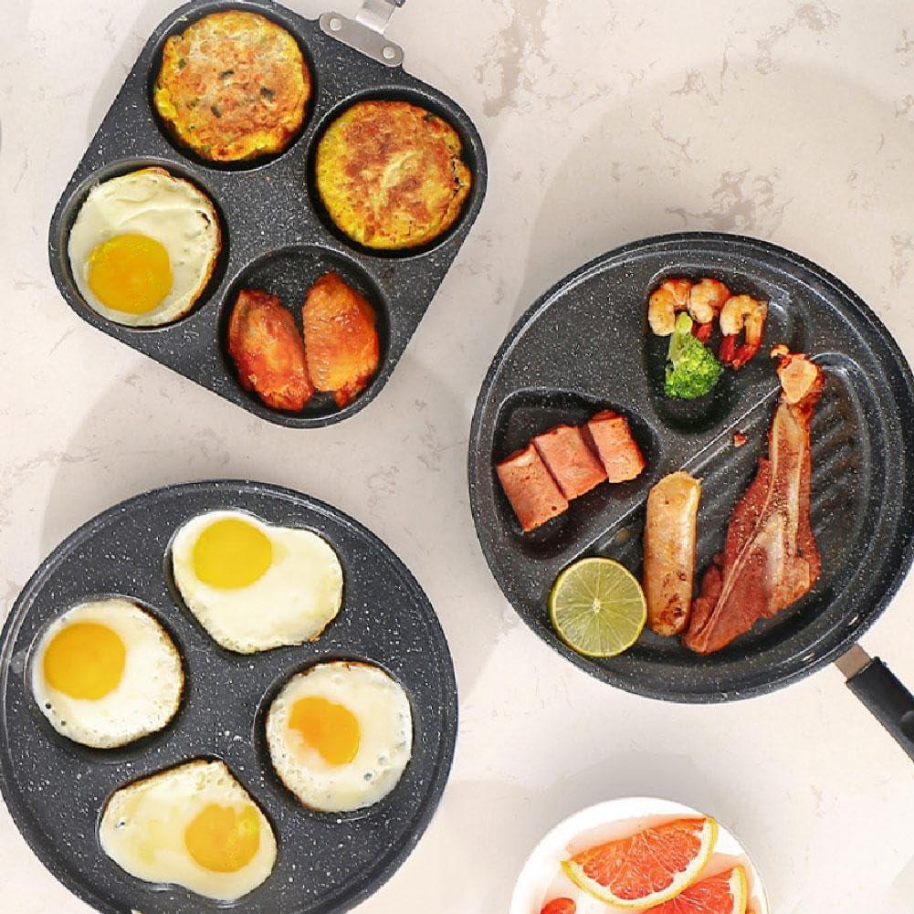 Egg Pan,Breakfast Frying Pan,4 Cup Egg Pans Nonstick,Nonstick Granite Omelette Skillet,Pancake Pan and Egg Cooker and Grill Pan,Suitable for Gas and Induction Cooktops