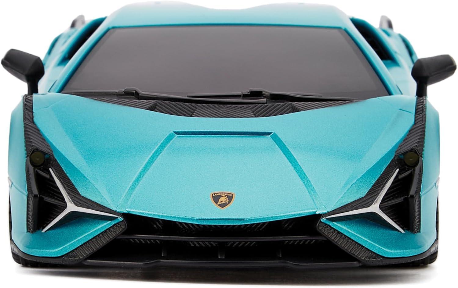 CMJ RC Cars: Lamborghini Sián FKP 37 - Blue - 1:24 Scale, 2.4GHz, LED Headlights