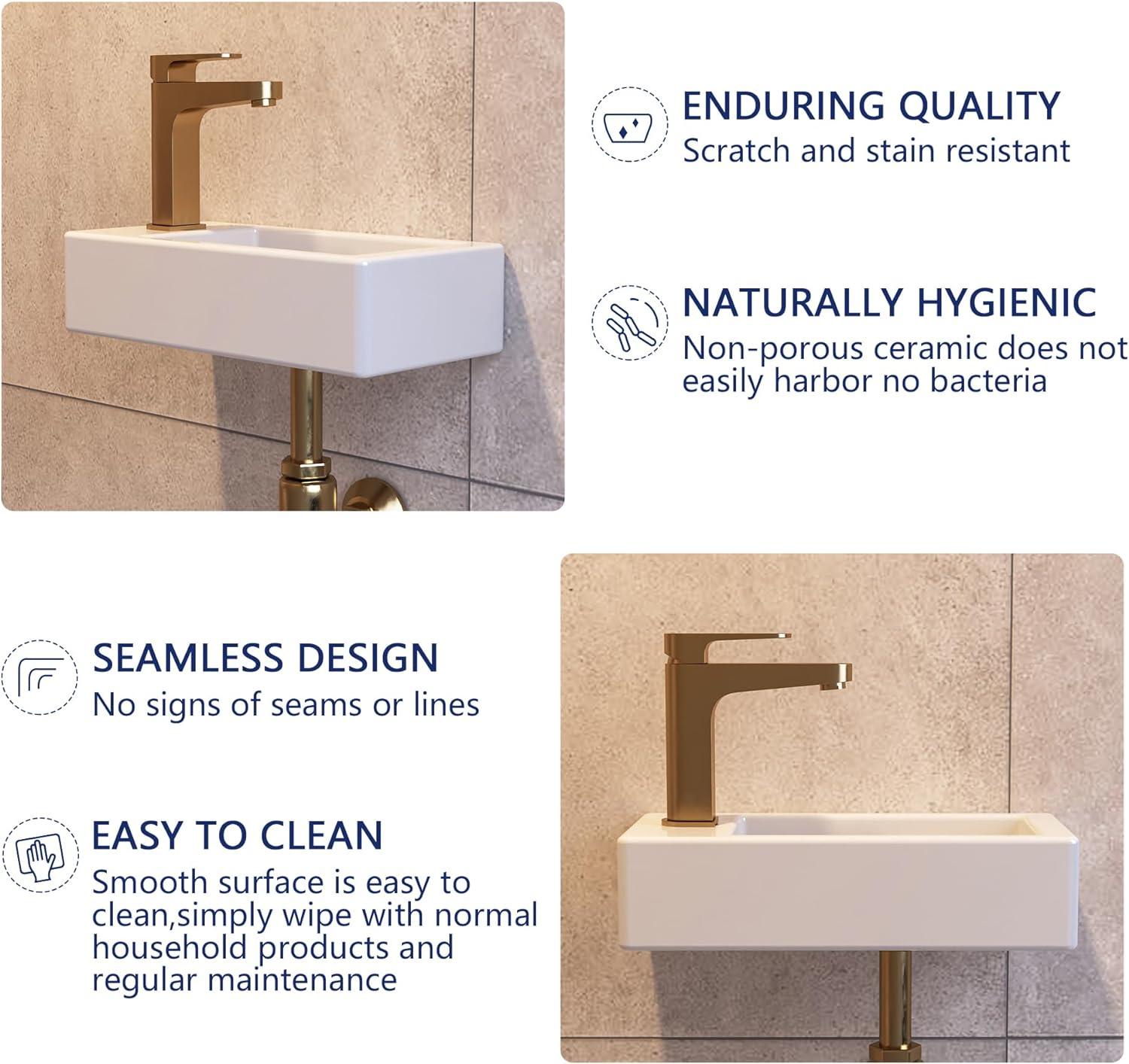 Liberty 14.57'' x 7'' Vitreous China Rectangular Wall Mount Bathroom Sink with Left Faucet Hole for Small Space