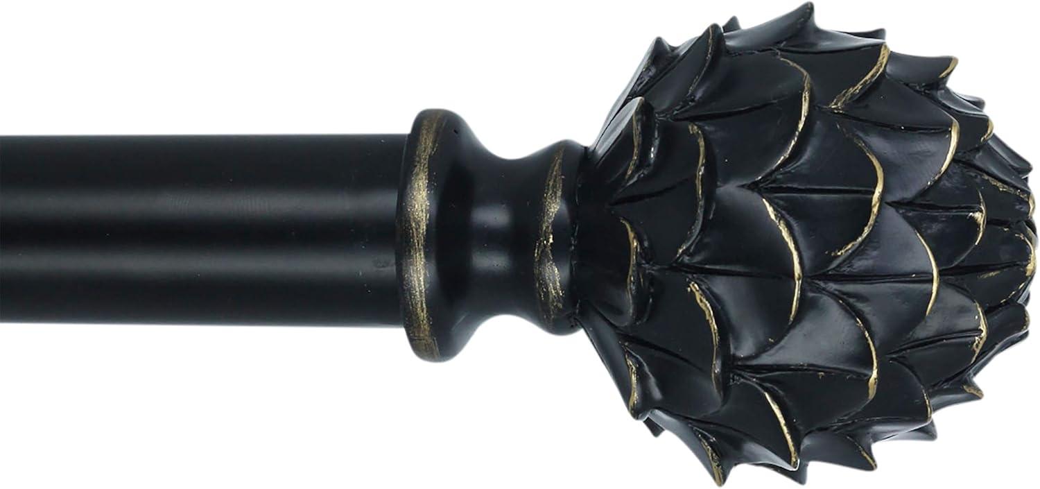 Meriville 1-Inch Diameter Single Window Treatment Curtain Rod, Artichoke Finial (28"-48", Royal Gold)