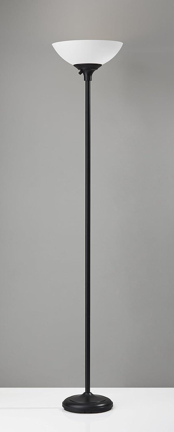 Matte Black 71" Torchiere Floor Lamp with Frosted Shade