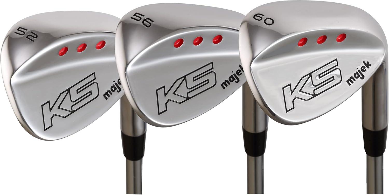 Majek Golf Senior Men's Complete Wedge Set: 52° Gap Wedge (GW), 56° Sand Wedge (SW), 60° Lob Wedge (LW) Right Handed Senior Flex Steel Shaft