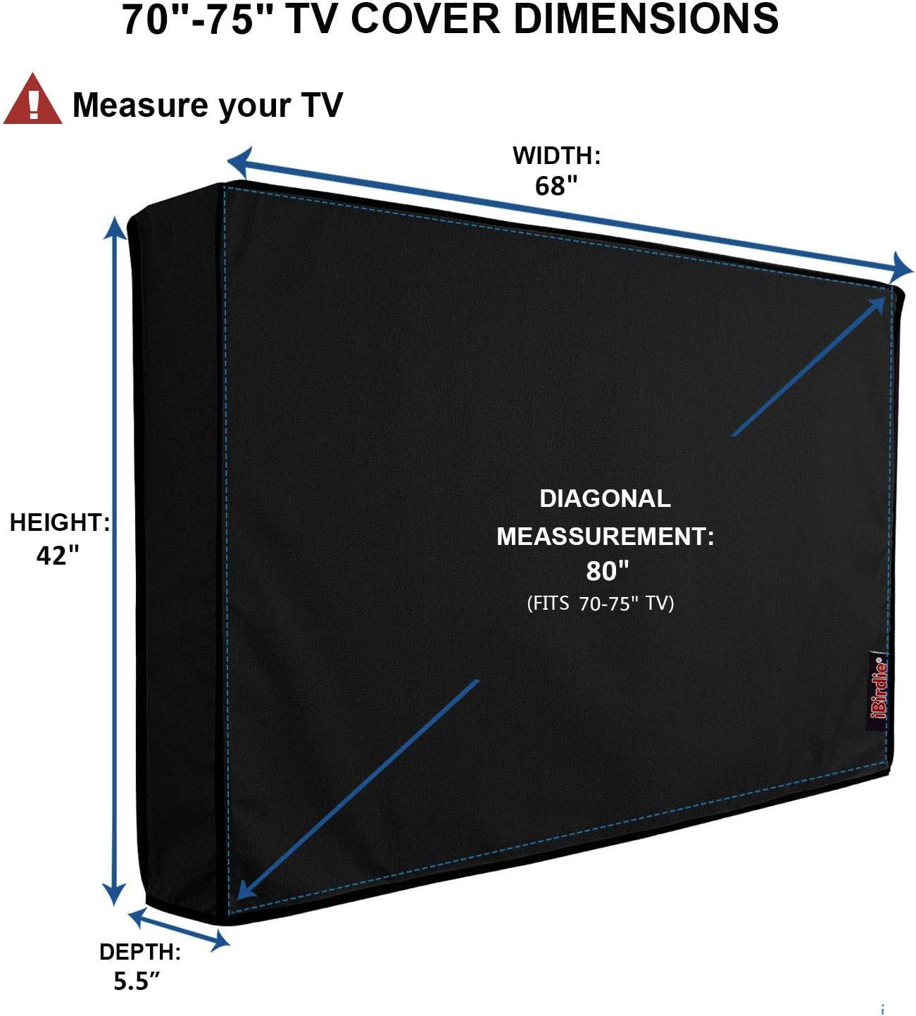 Black Waterproof Outdoor TV Cover for 70-75 Inch Screens